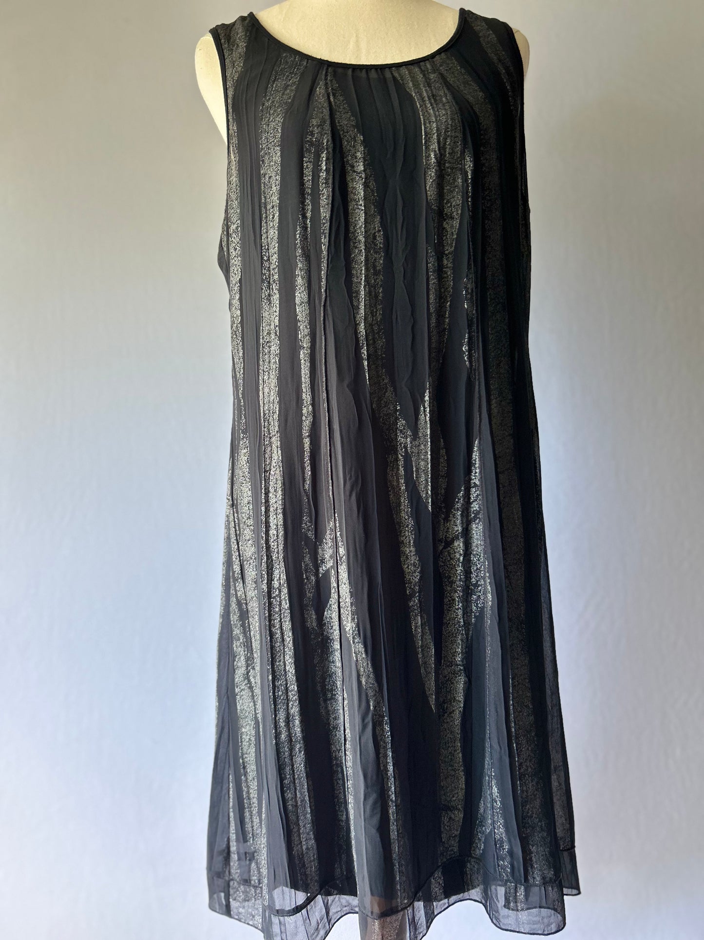 Black Sleeveless Chiffon Dress – Size 40 / US 10 / EUR 42