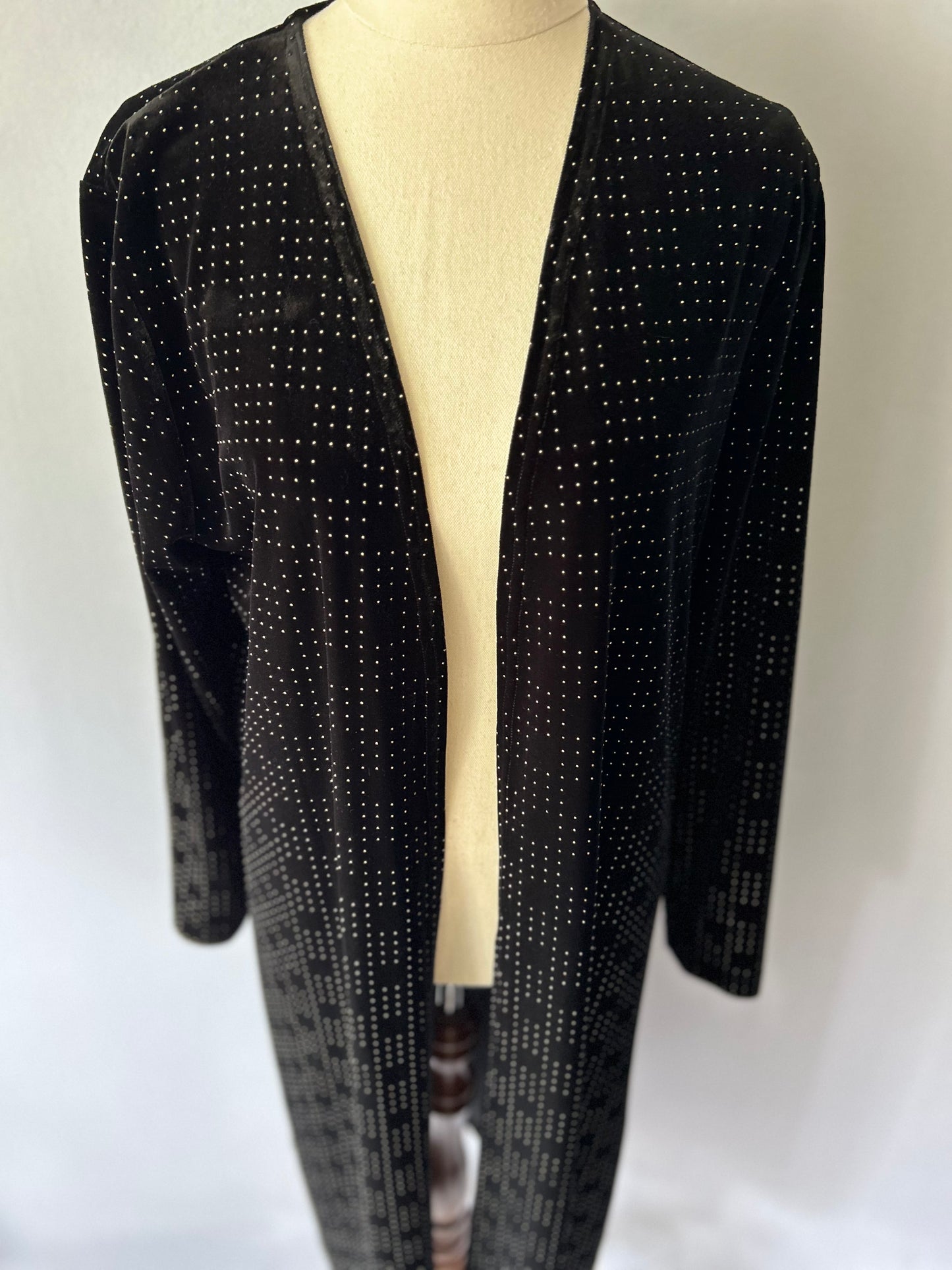 Sparkling Gold-Dot Plush Longline Cardigan – Size 12