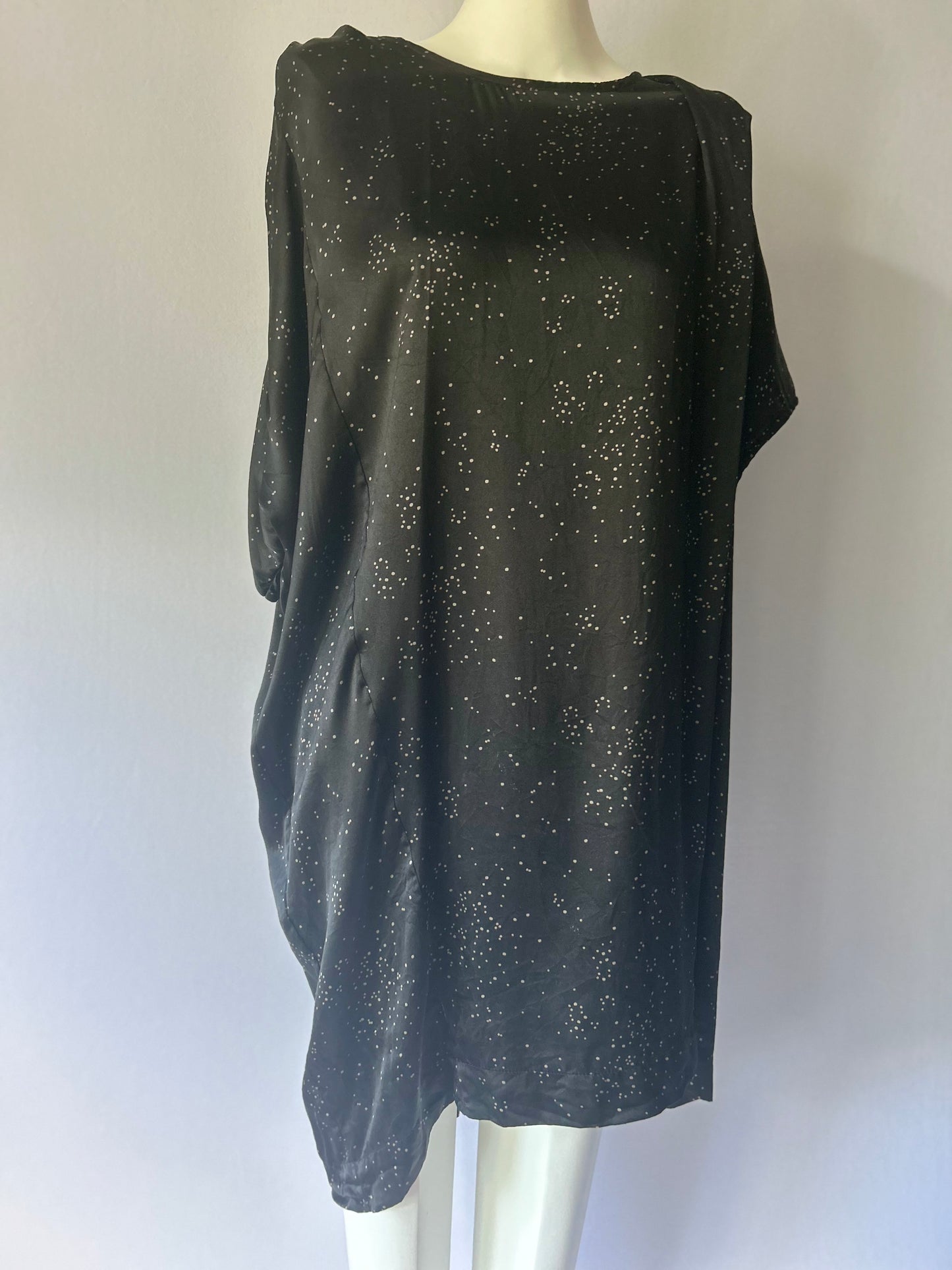 Max 100% Silk Starburst Print Draped Dress - Size 16
