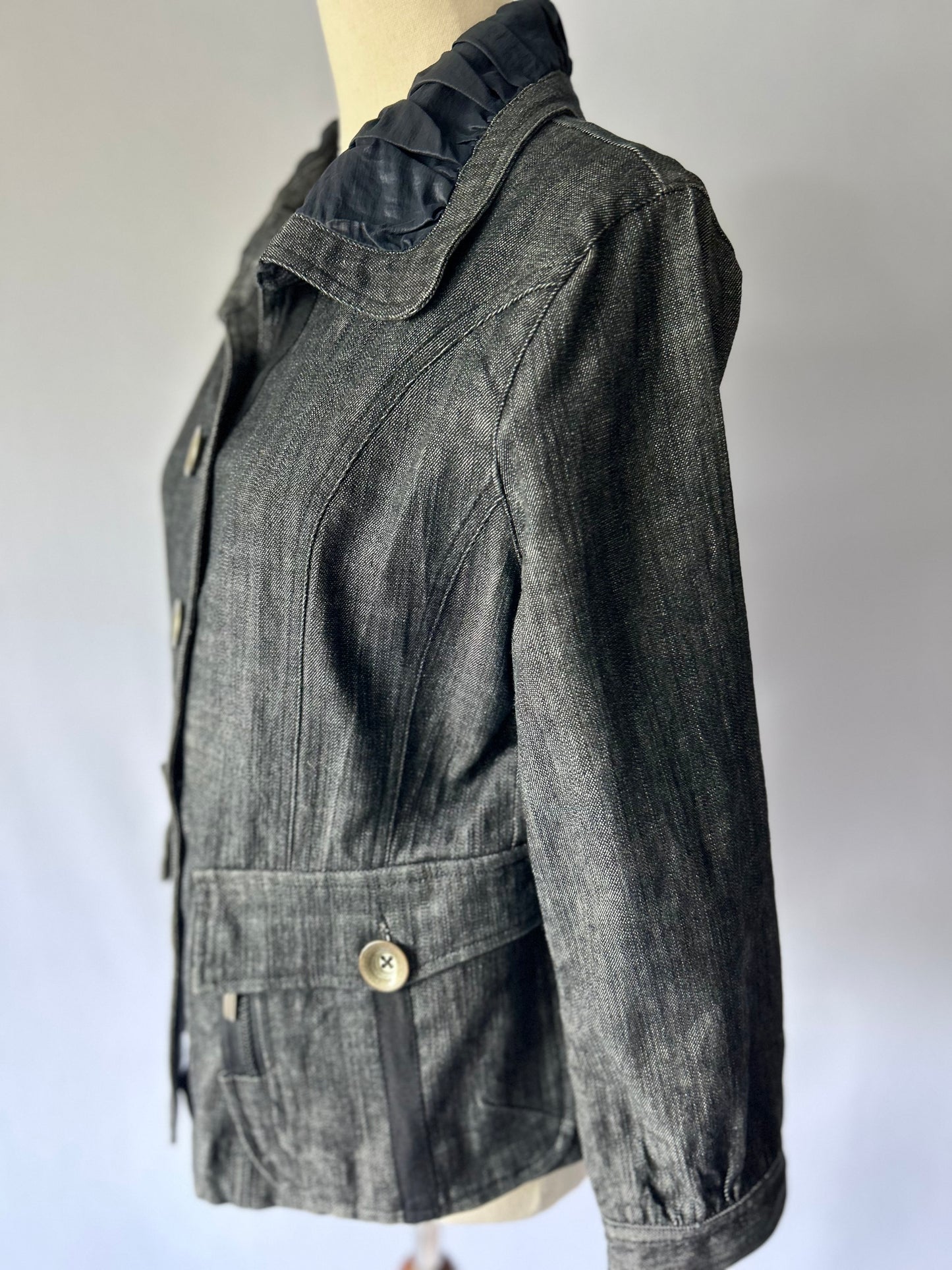 Dark Grey Button-Up Jacket – Size 10