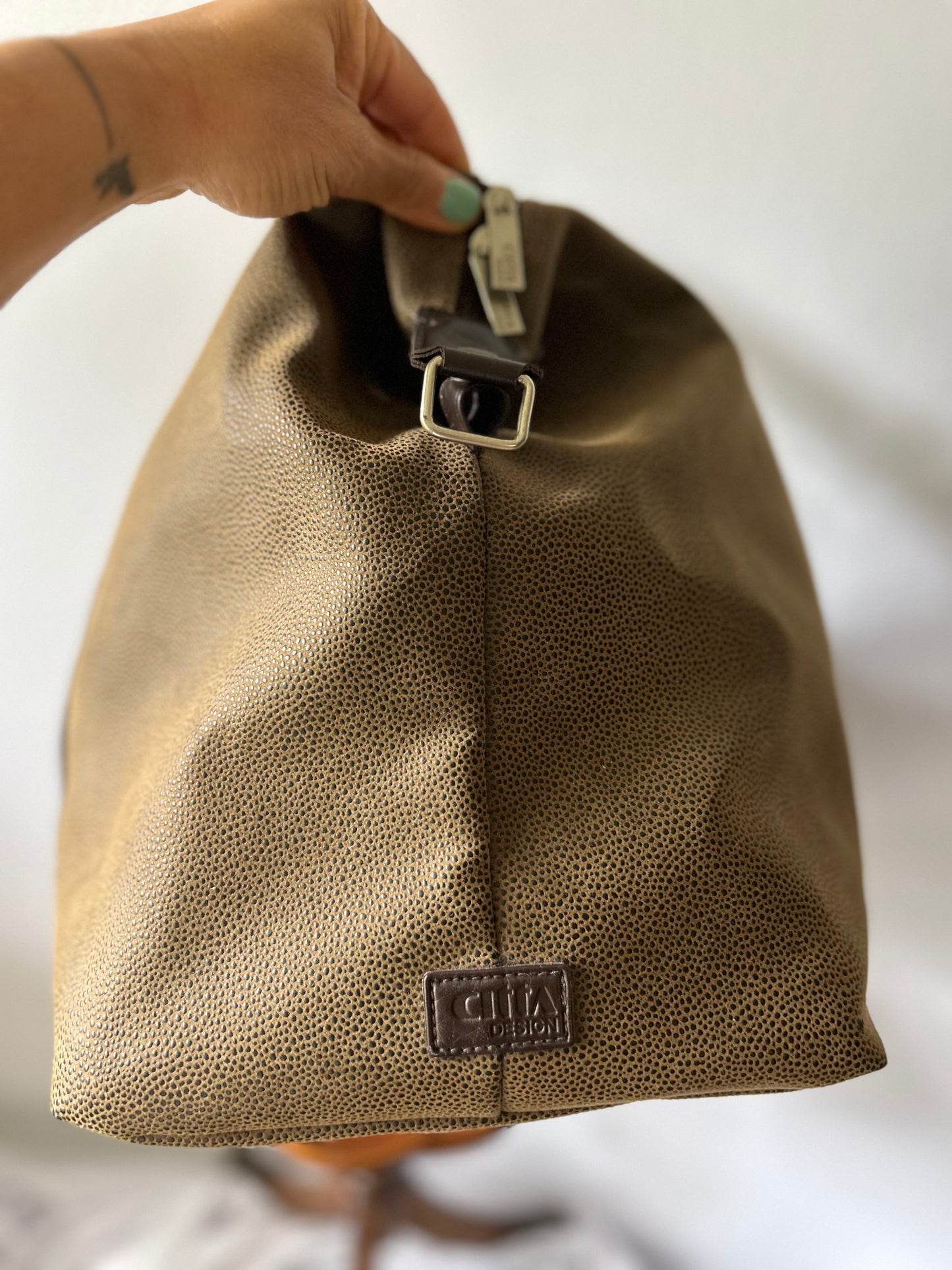 Tan Pebble-Grain Leather Weekender Bag
