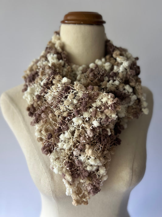 Textured Multi-Tonal Popcorn Knit Scarf