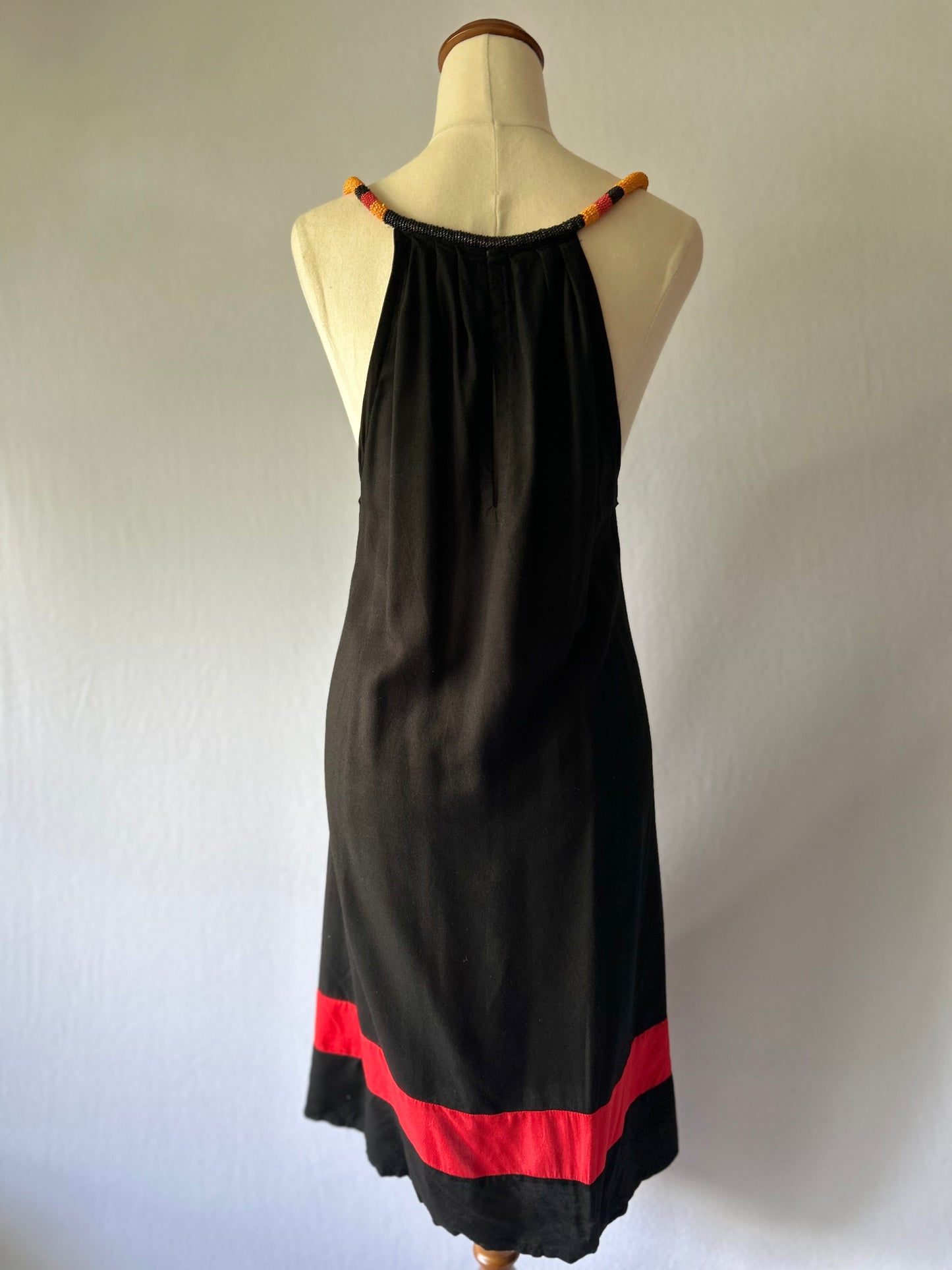 Black & Red Beaded Strap Dress – One Size (Fits M / 38–40)