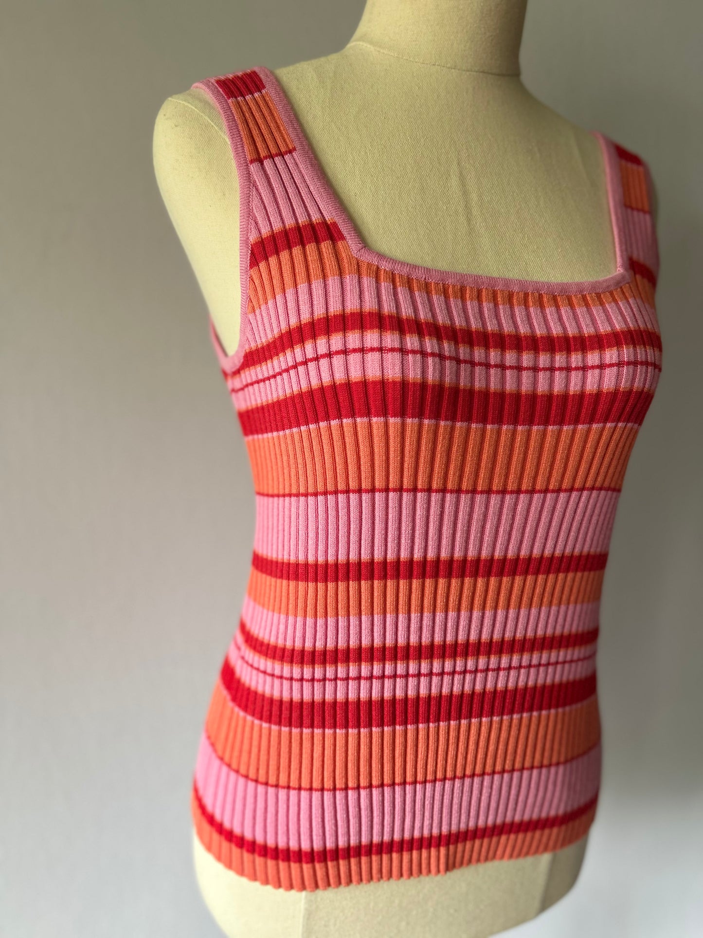 Huffer Striped Ribbed Knit Tank Top - Size 10