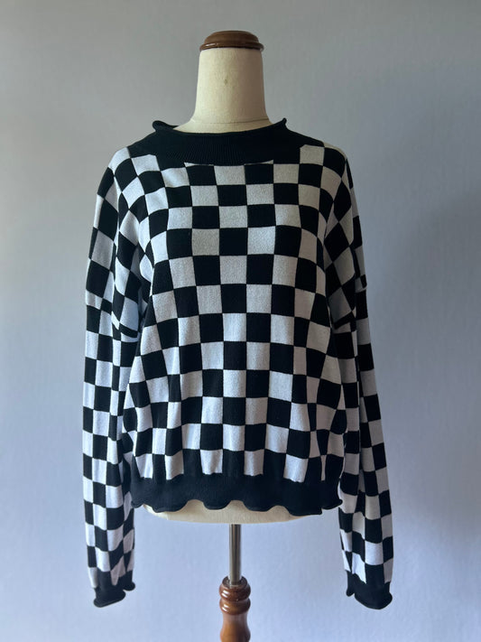 Dangerfield Checkerboard Cotton Knit Jumper - Size 12