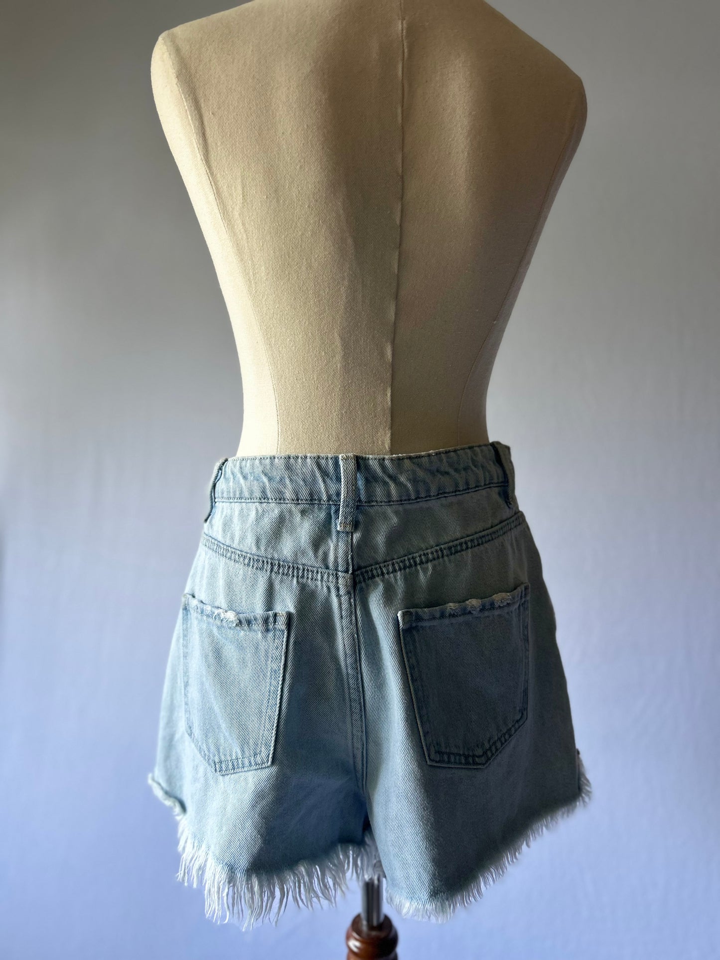 Light Wash High-Waisted Denim Shorts – Size 10