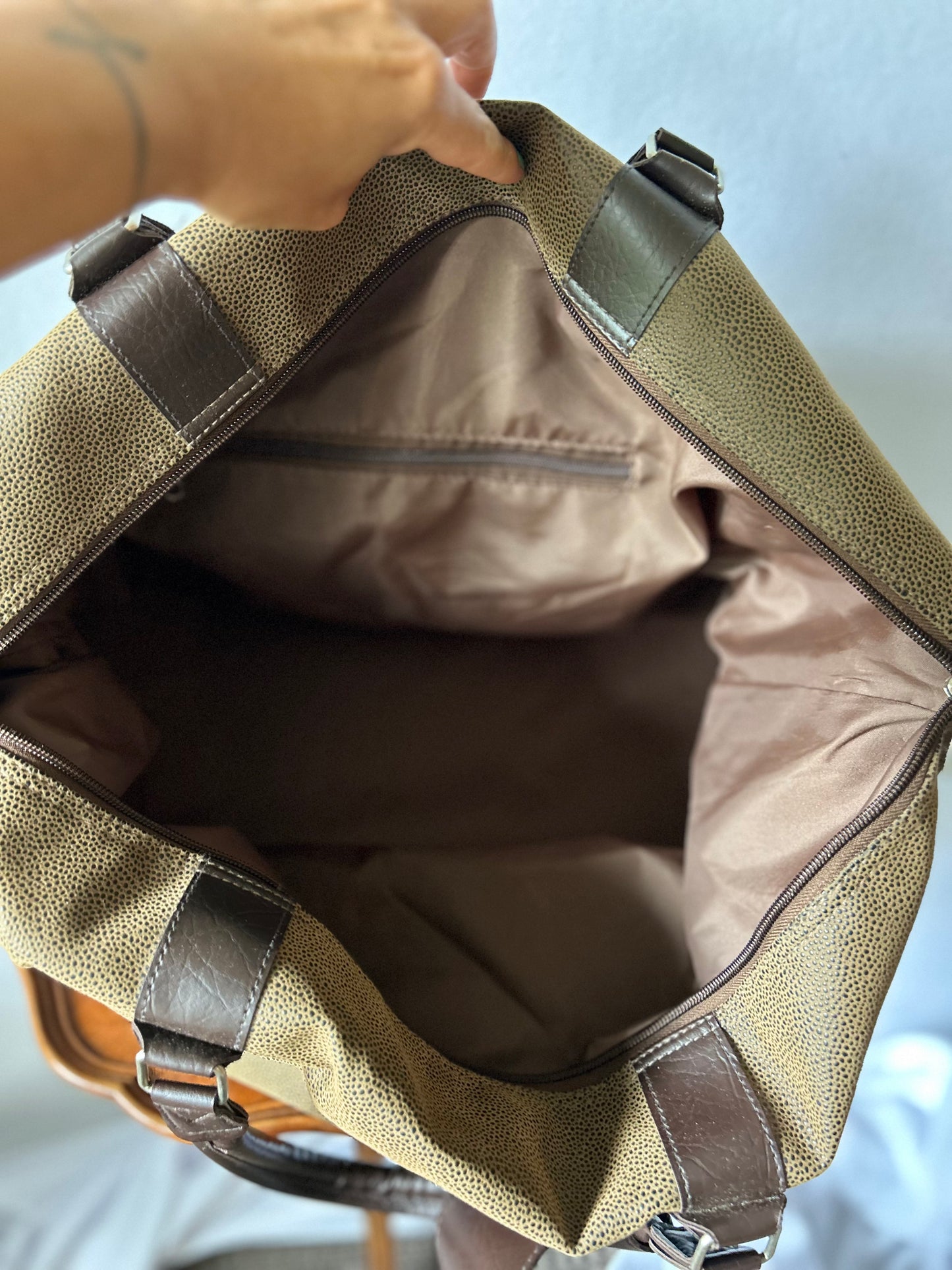 Tan Pebble-Grain Leather Weekender Bag