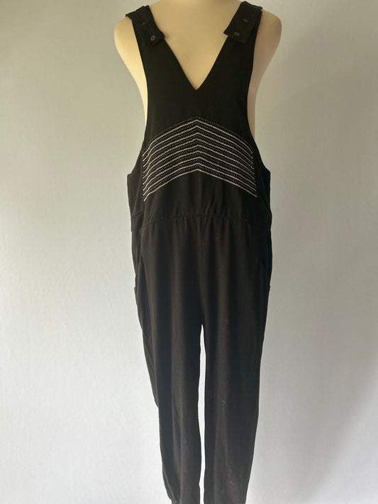 Black Tencel Jumpsuit with Embroidered Detail - Size 2 / M