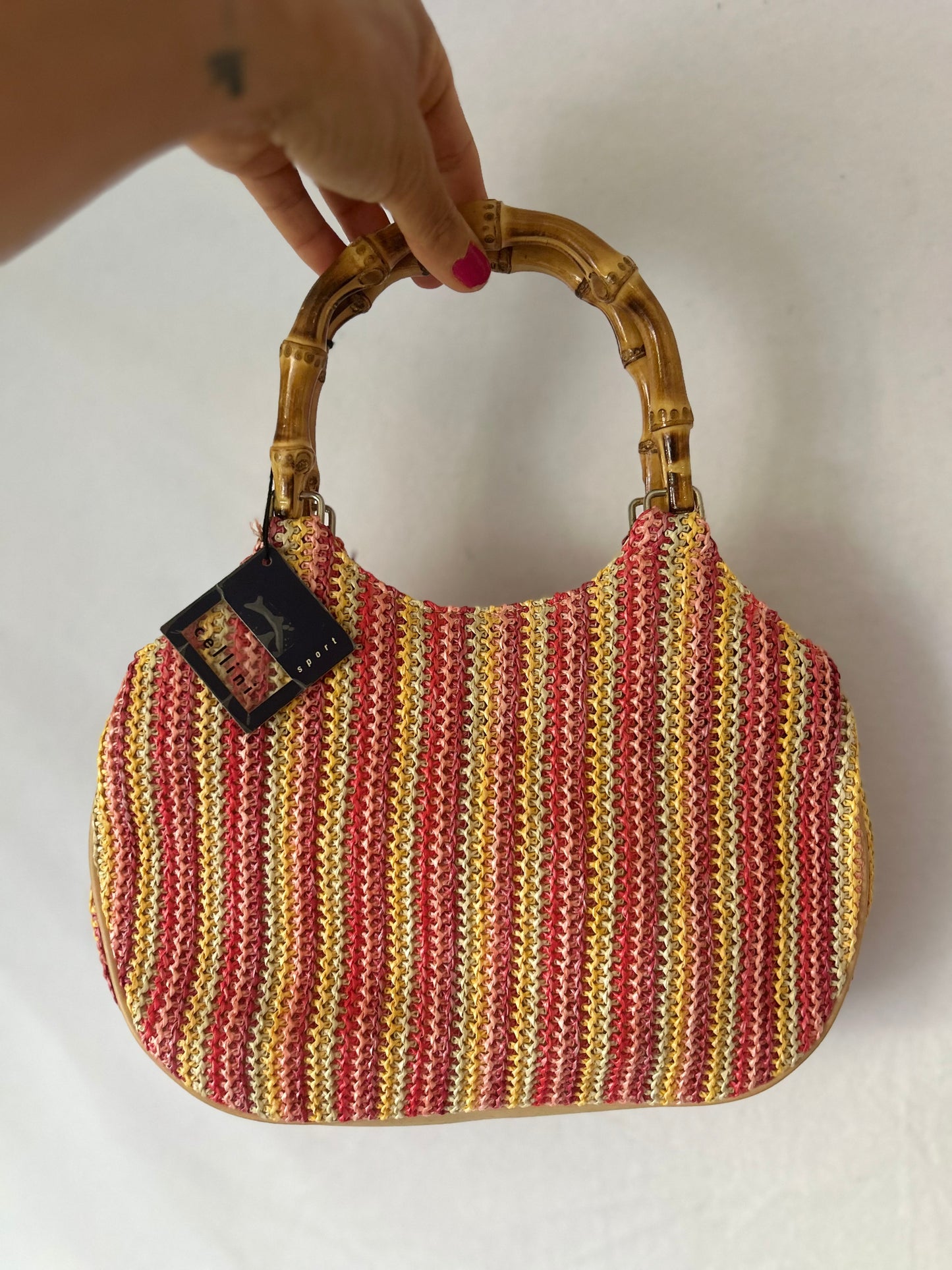 Cellini Woven Bamboo-Handle Bag – New With Tags