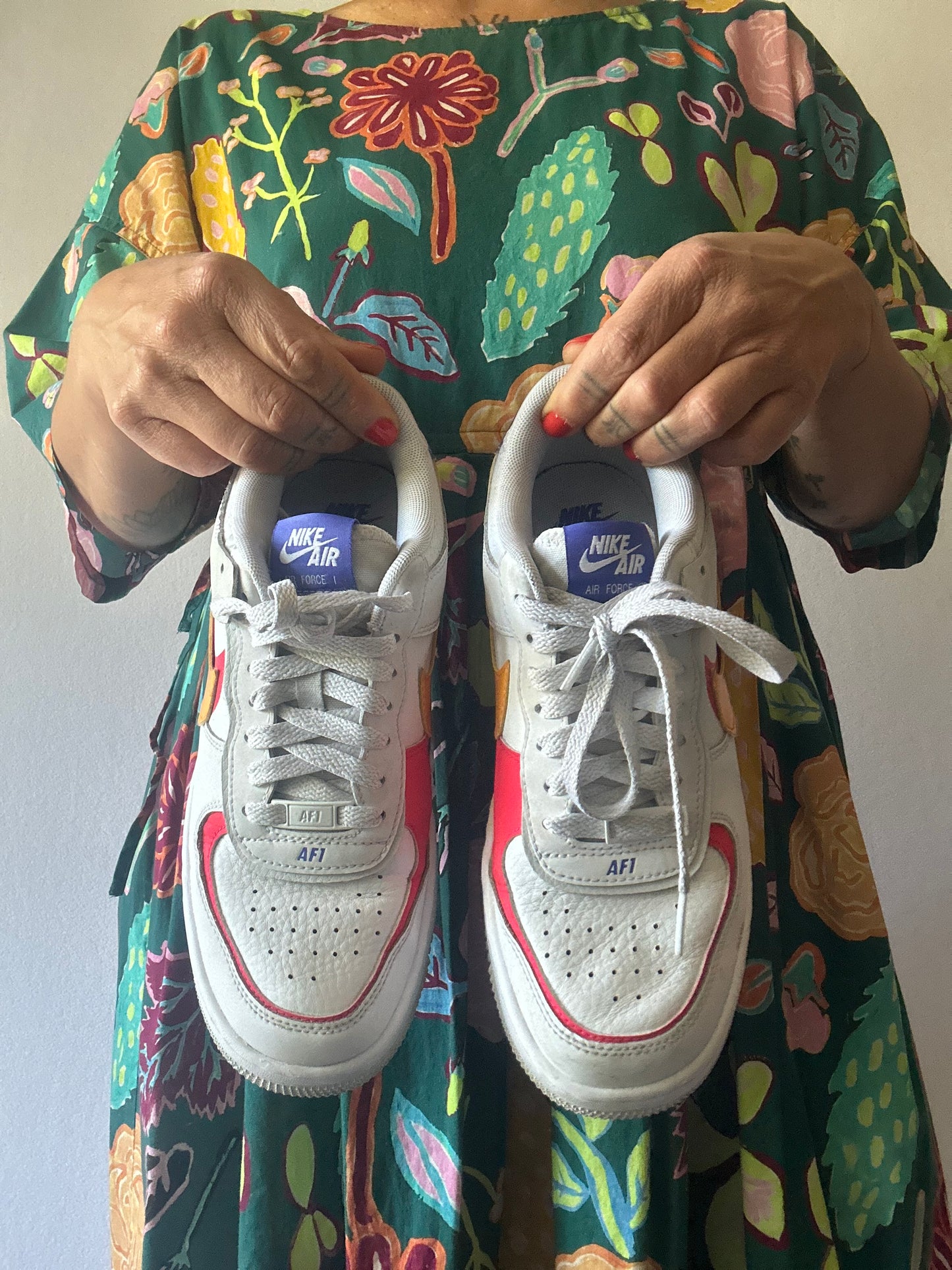 Nike Air Force 1 White with Orange, Pink & Purple Details – US 8 / UK 5.5 / EUR 39