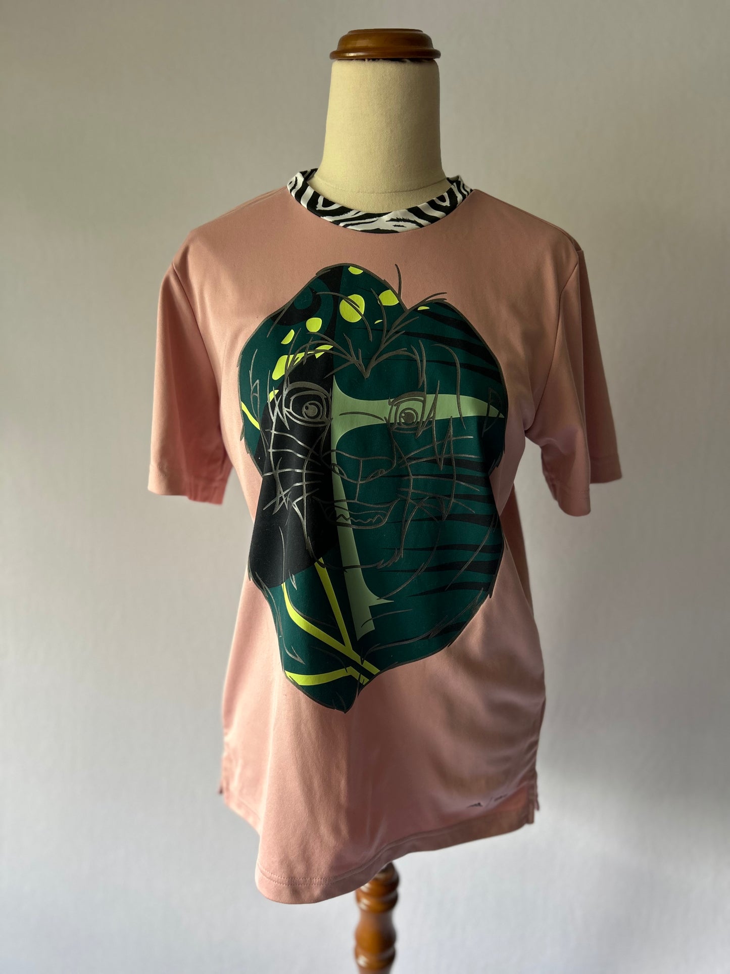 Adidas M - Recycled Pink Graphic Tee w/ Zebra Neckline