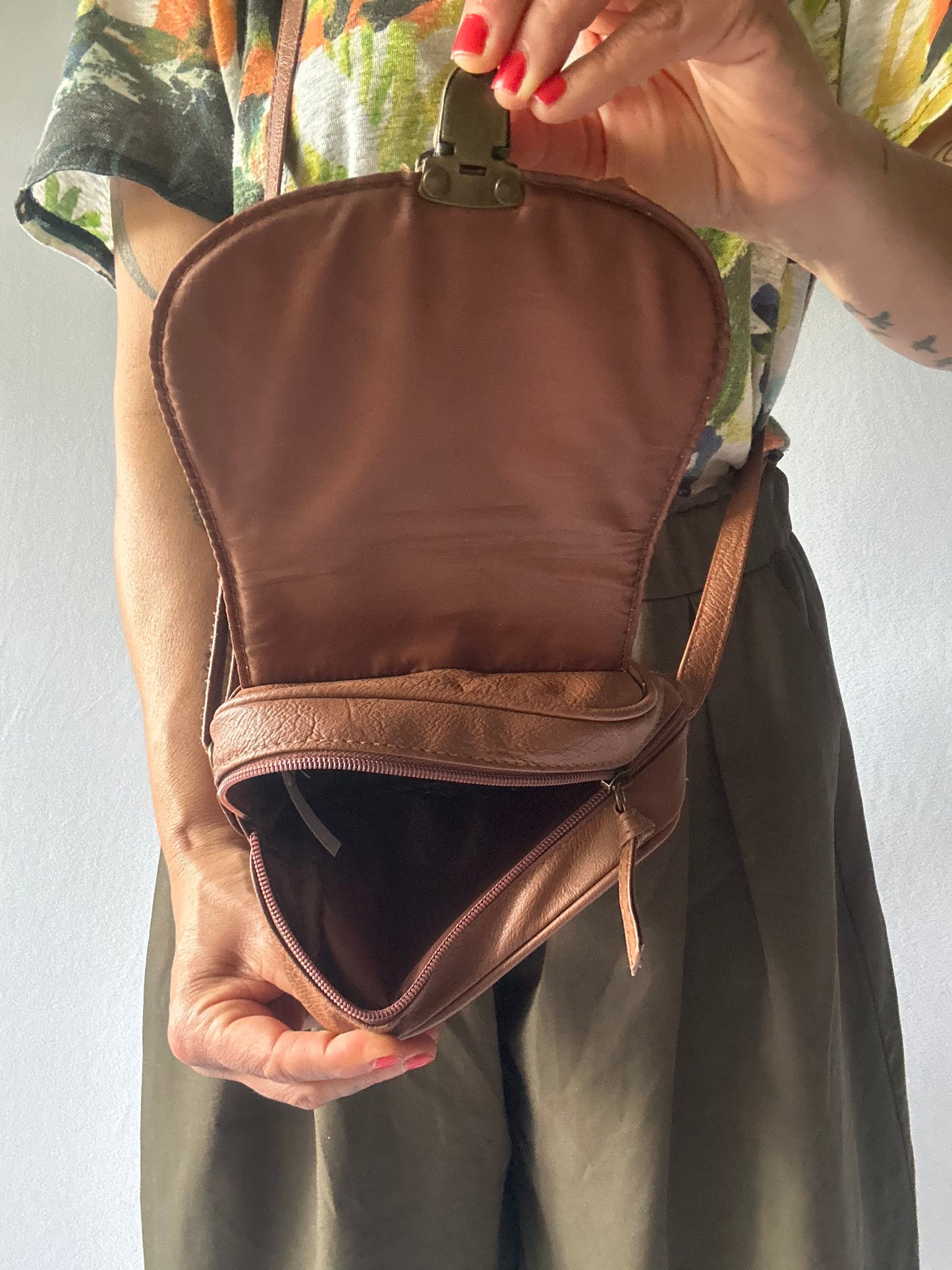 Brown Braided Crossbody Bag