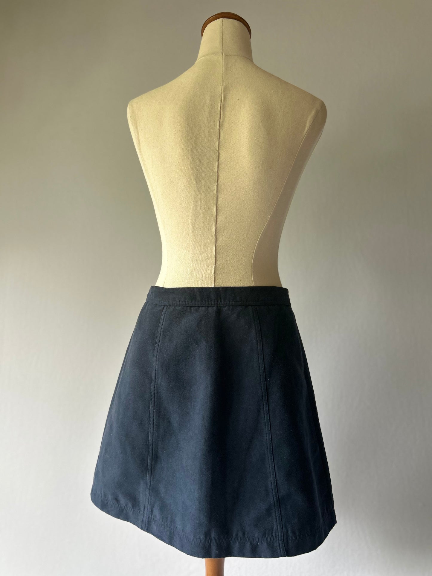 HOLLISTER Button-Front Mini Skirt - Navy Faux Suede