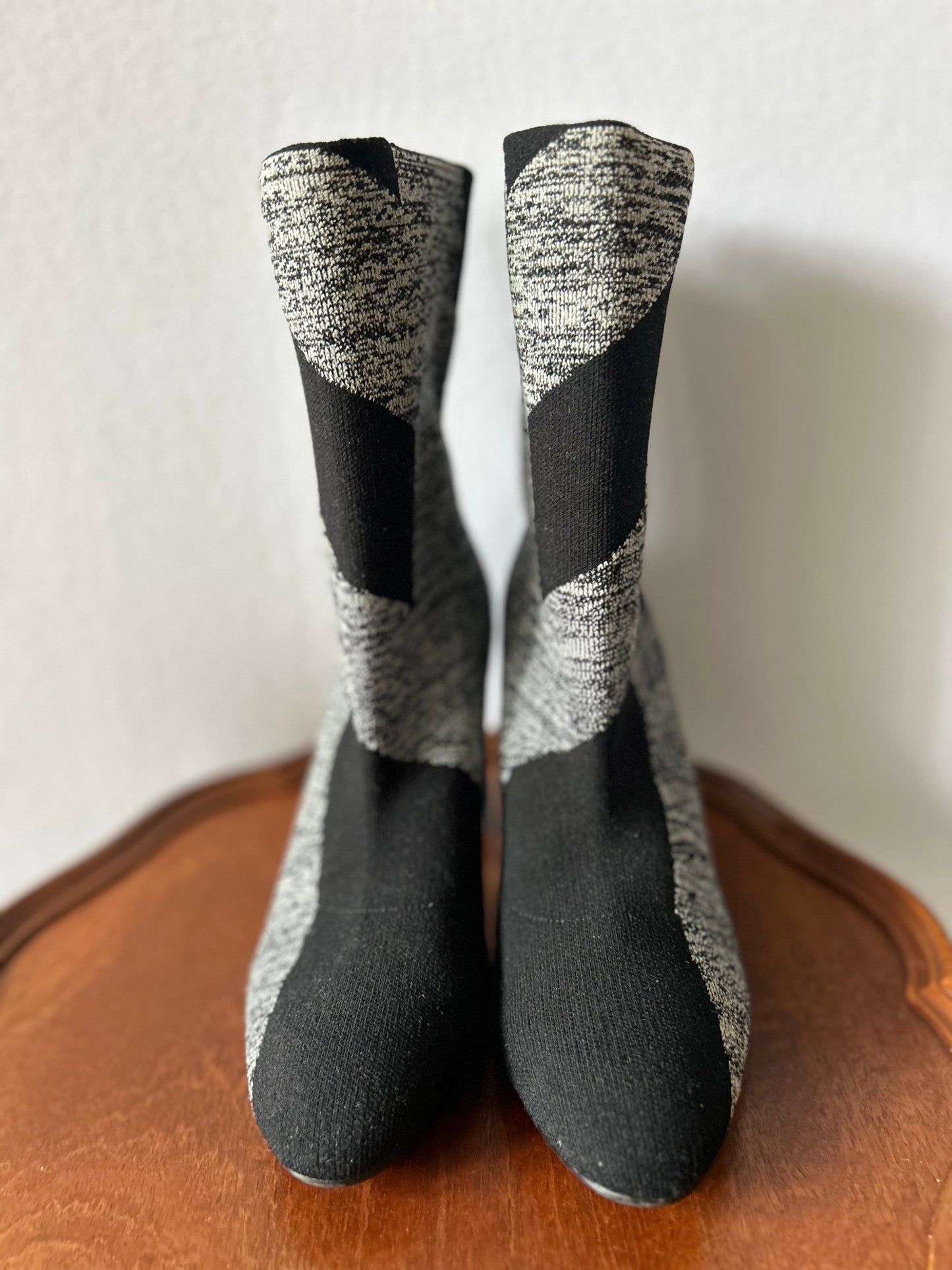 Graphic Monochrome Stretch-Knit Sock Boots – Size 36