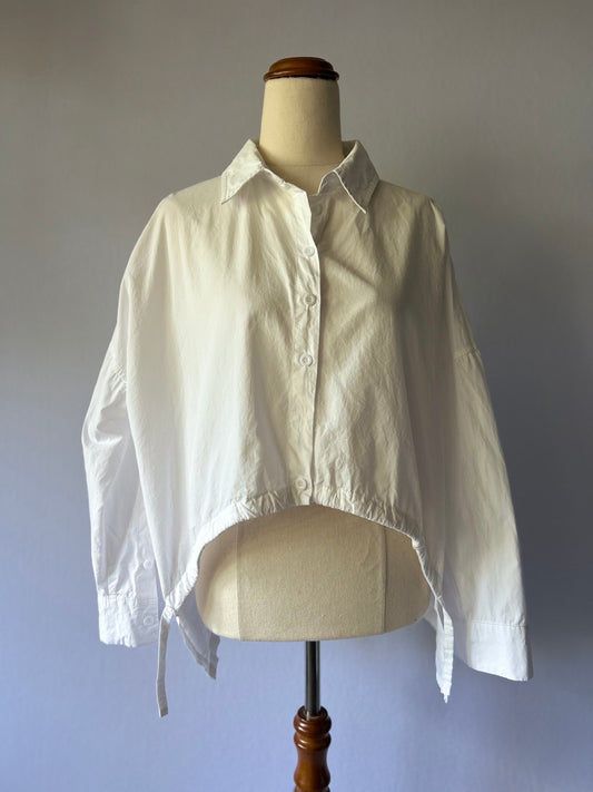 Architectural High-Low Drawstring Shirt - White - Size M