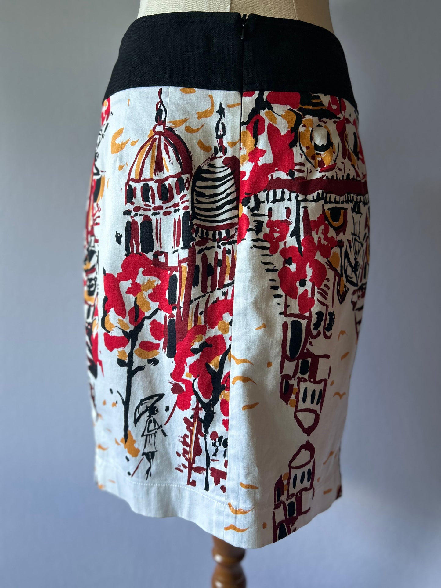 WORLD Graphic Print Skirt - Size XS | Cotton Blend Button-Down