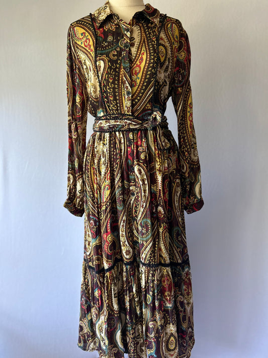 Boho Paisley Midi Dress – Size Small