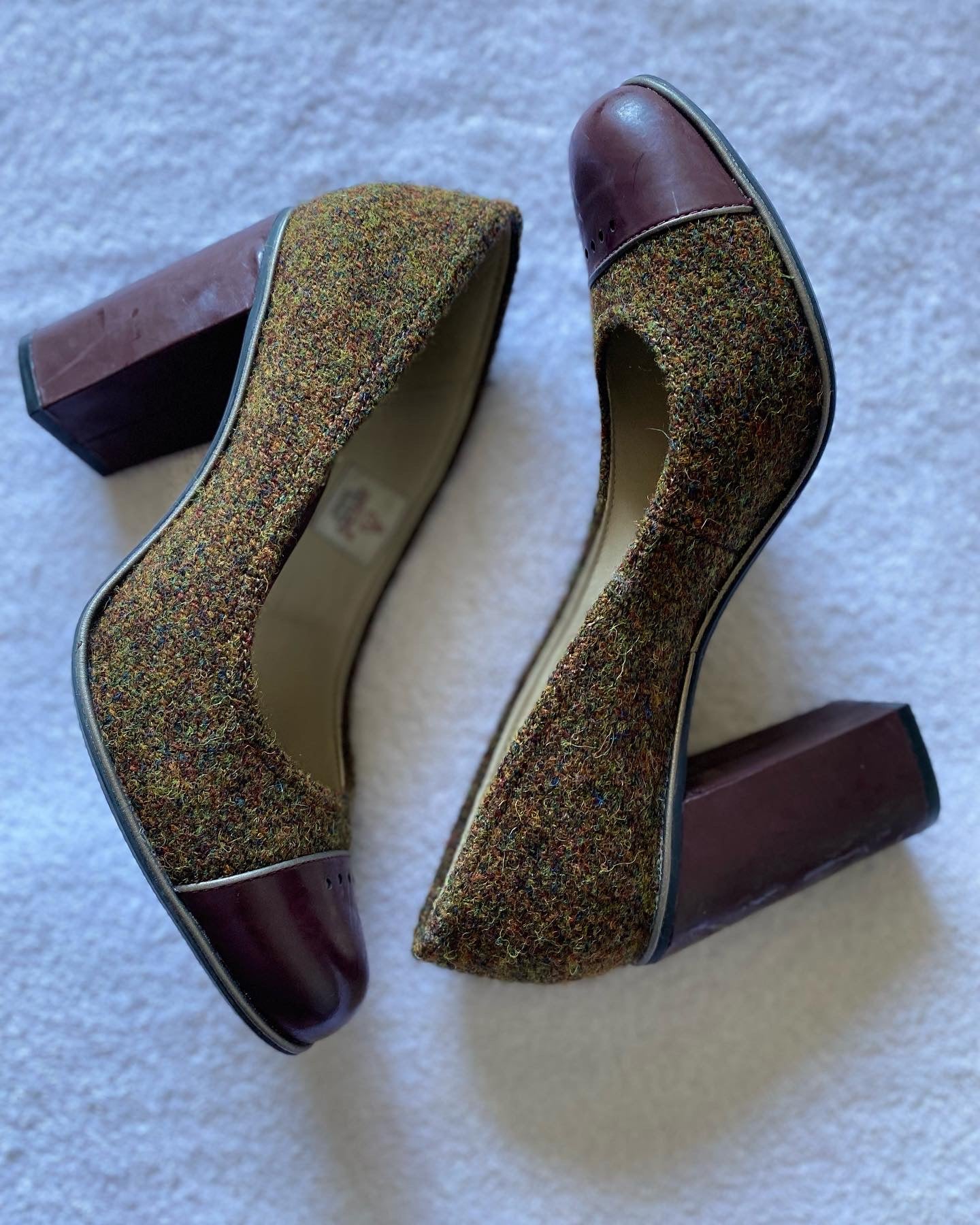 Clarks Wool Block Heel Pumps – Size UK 6.5 / EU 40