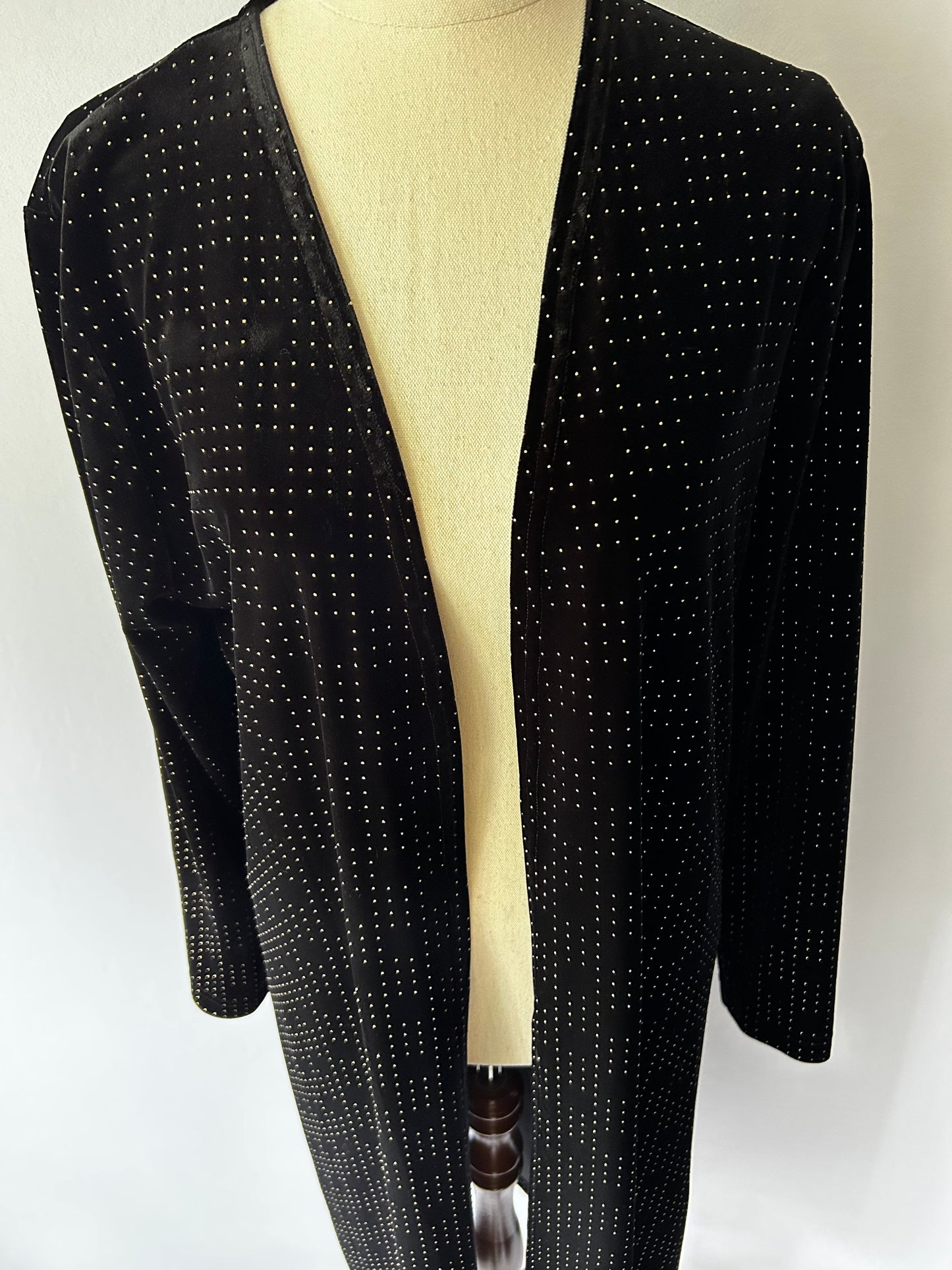 Sparkling Gold-Dot Plush Longline Cardigan – Size 12