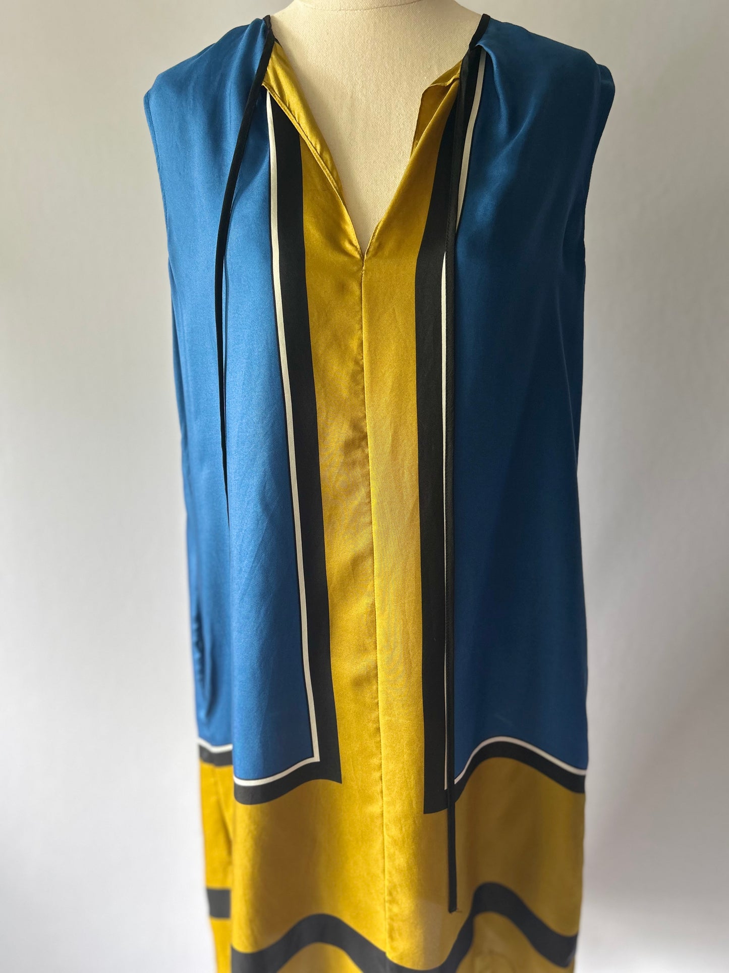 Diane von Furstenberg Geometric Color-Block Silk Shift Dress – Size 6