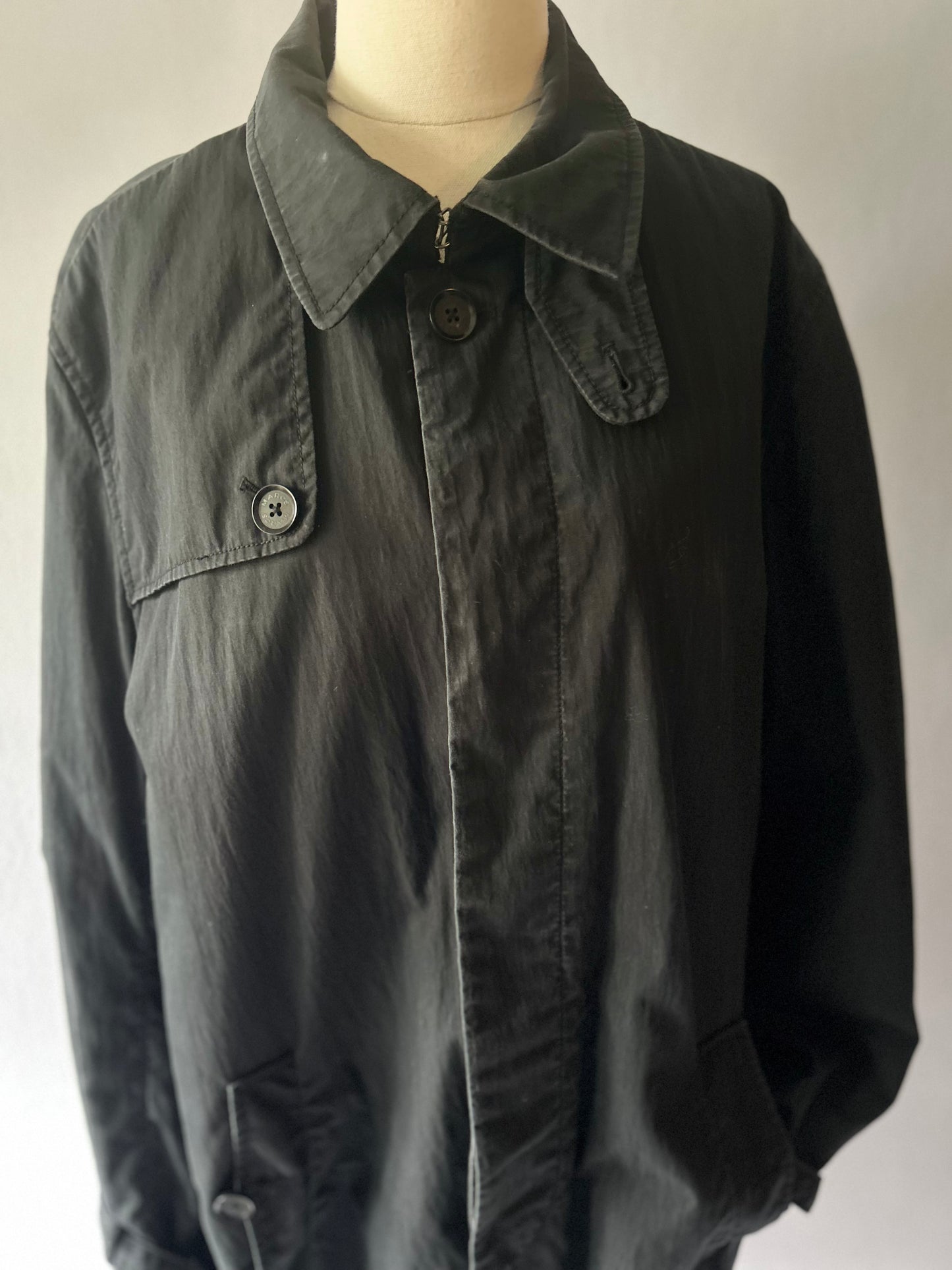 Marc's Black Cotton-Nylon Utility Trench Overcoat - Size L