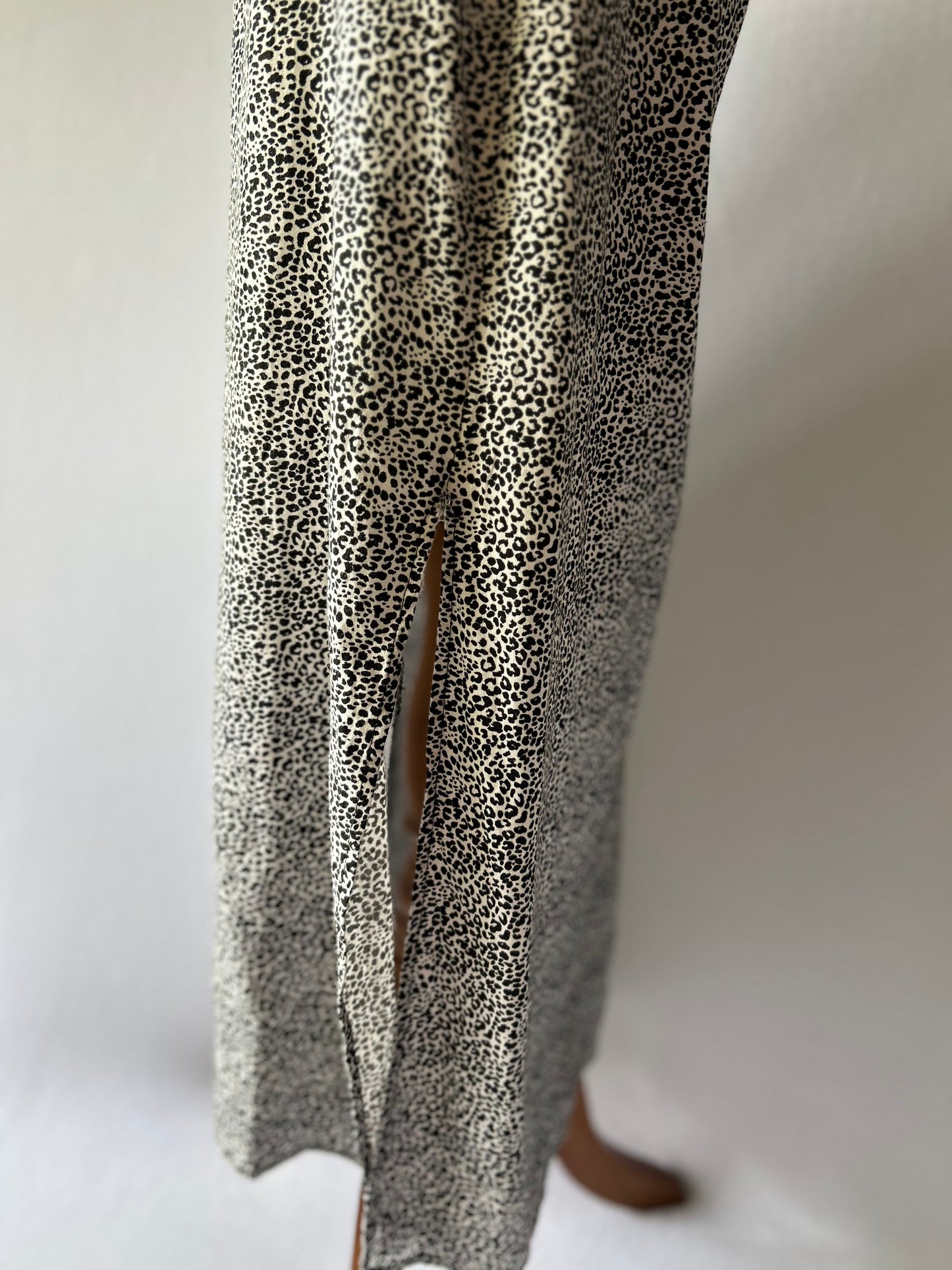 Glassons Size 10 Black & White Animal Print Linen Blend Maxi Dress