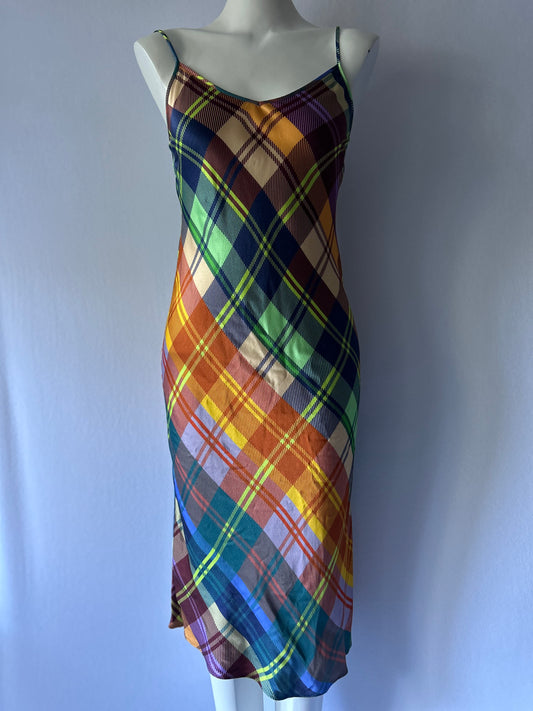 Gorman Multi-Color Plaid Viscose Slip Dress - Size