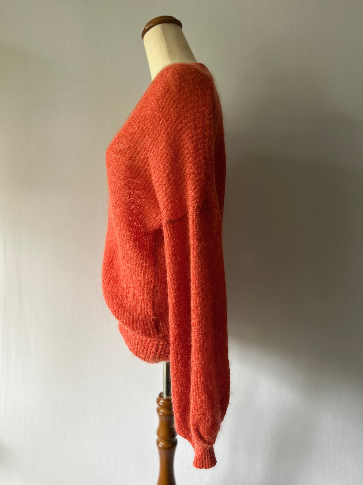 Mineral Orange Mohair Blend V-Neck Knit Jumper - Size S