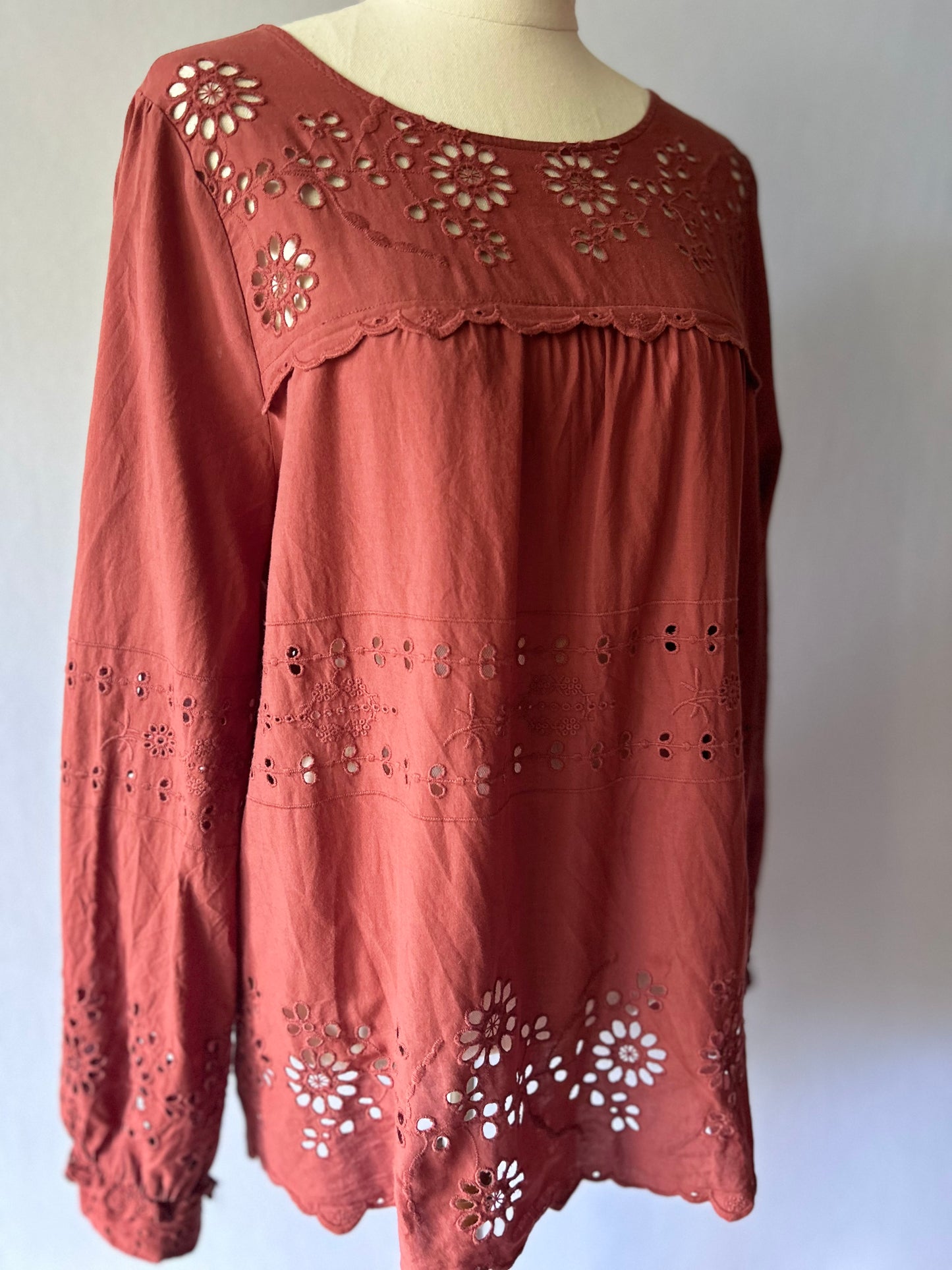 Whistles Broderie Anglaise Cotton Blouse - Size 16
