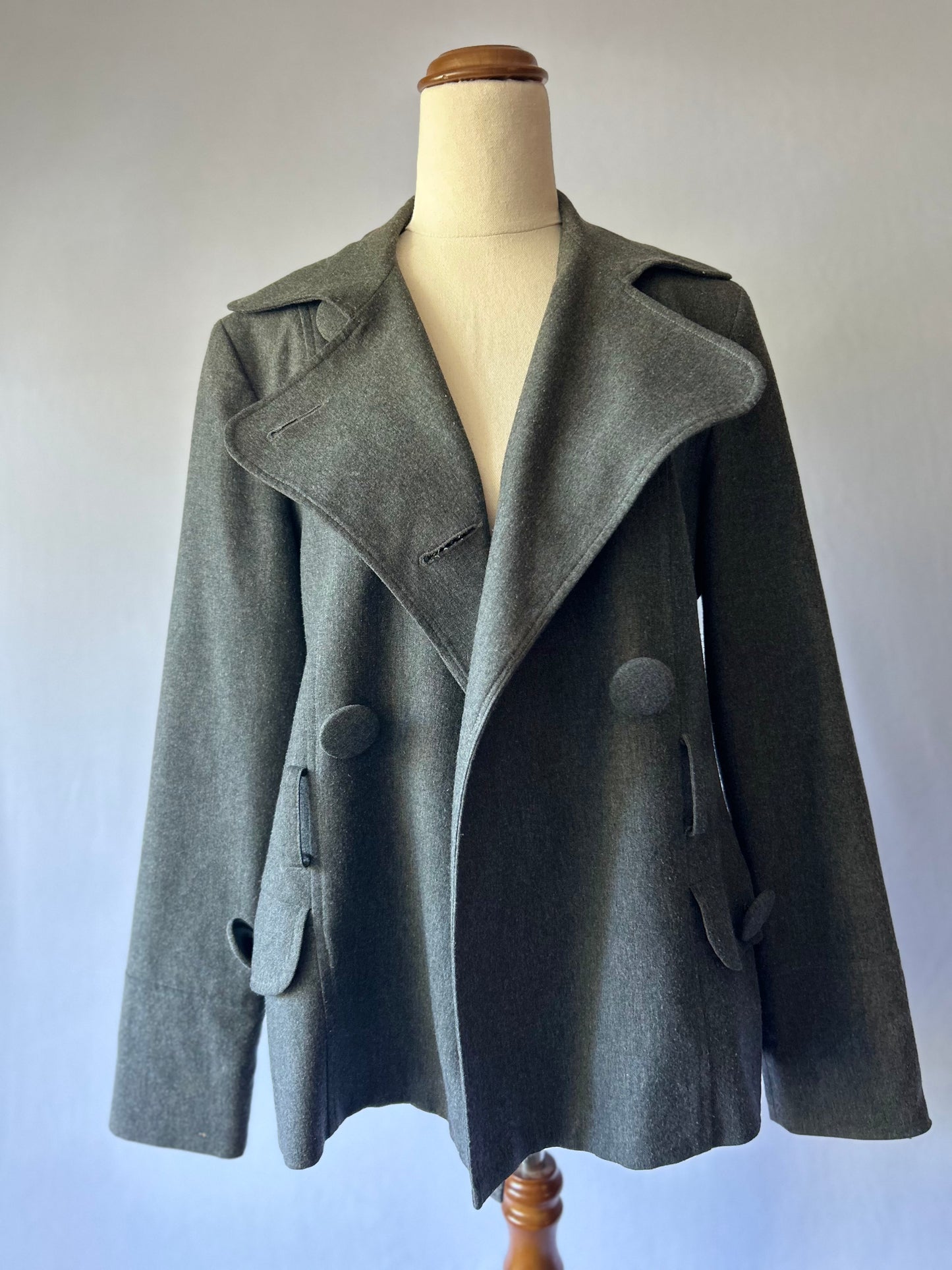 Kate Sylvester Grey Blazer – Size M | Wool Blend