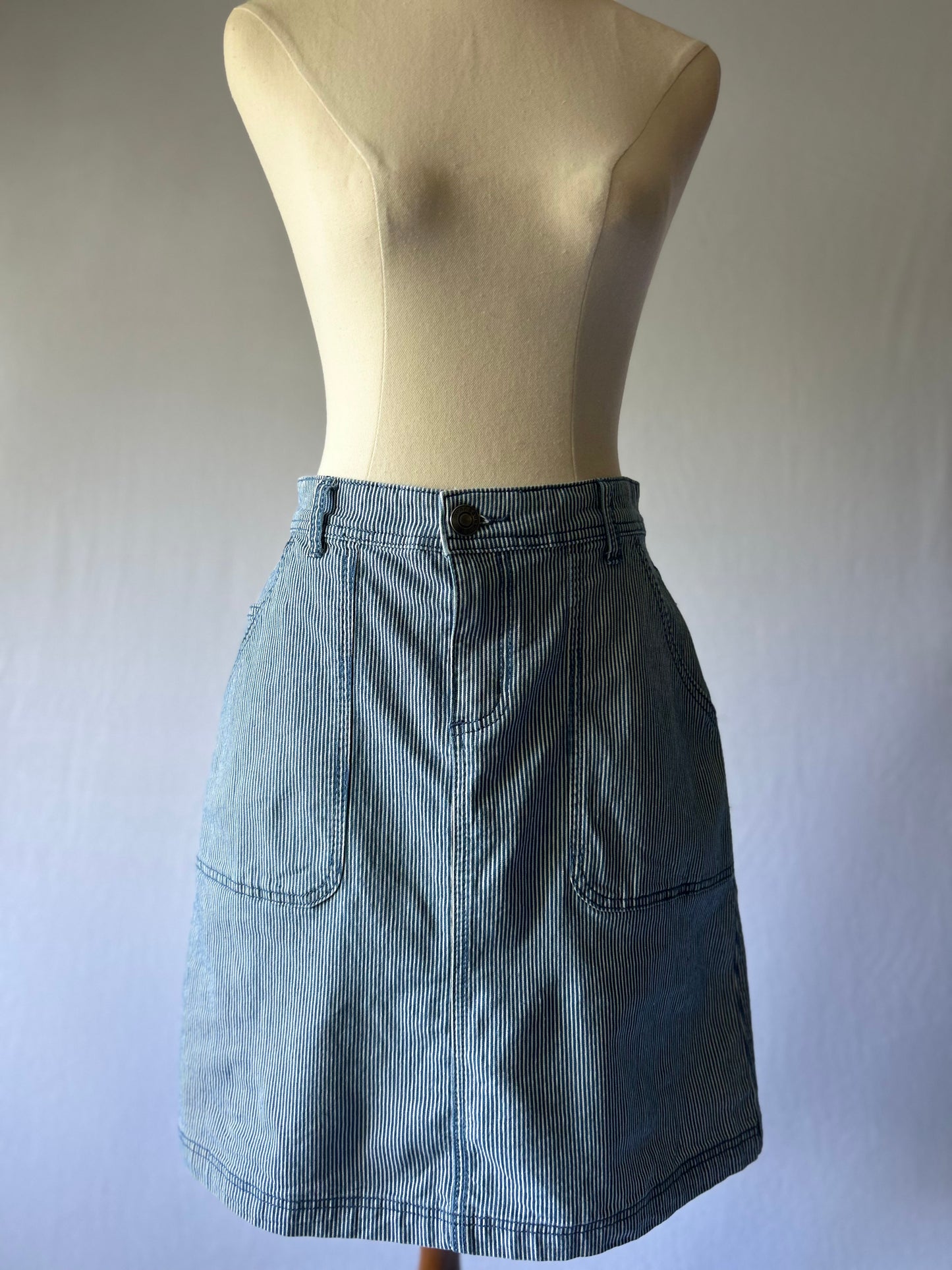 Striped Denim Mini Skirt – Size 8