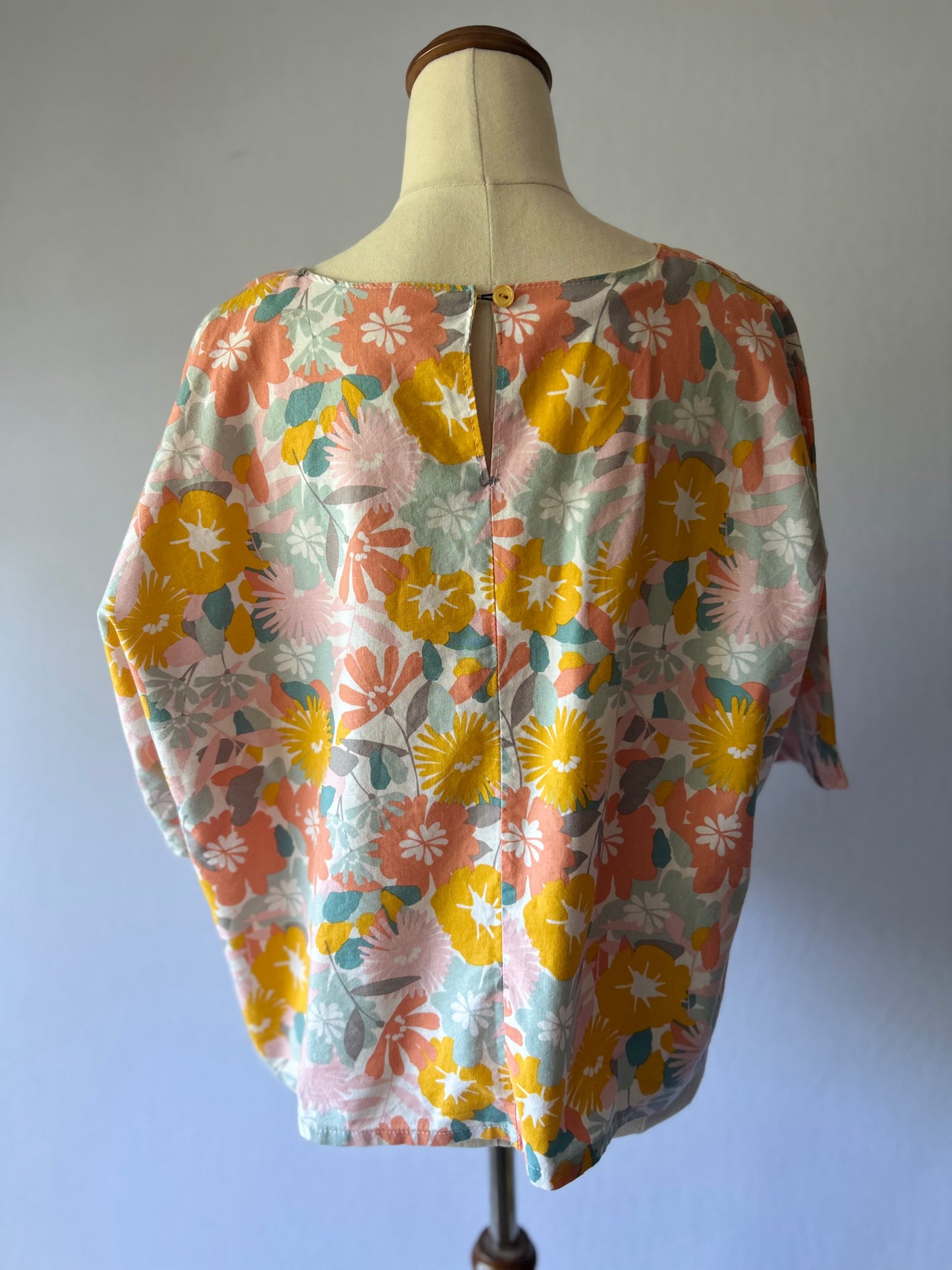 Yellow Floral Cotton Top – Size M
