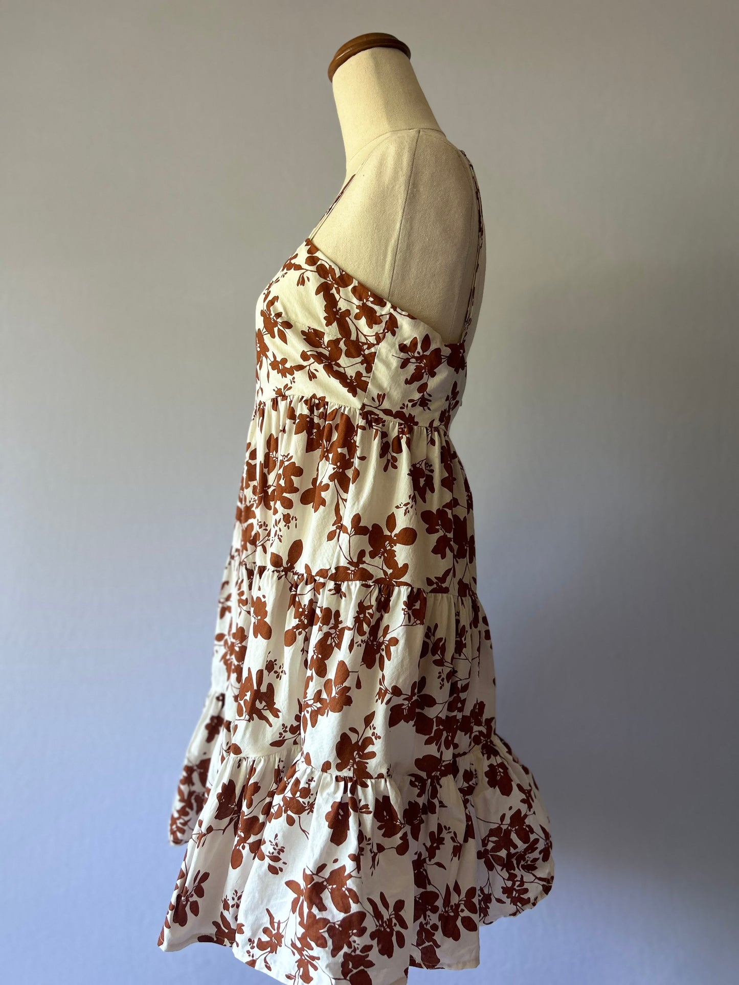 Showpo Floral Print Tiered Mini Dress - Size 10 (100% Cotton)