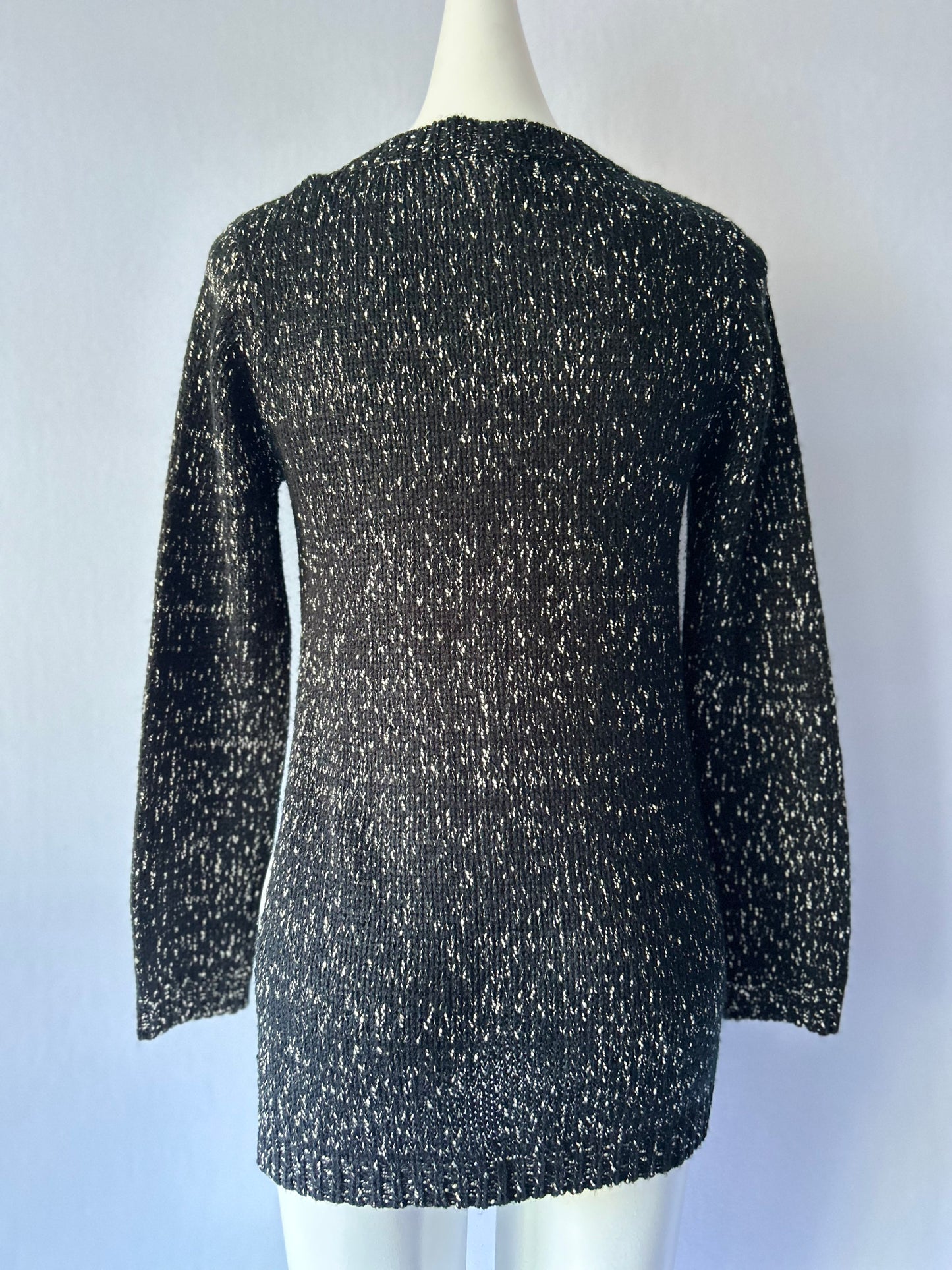 Minkpink Cotton Marle Knit Jumper | High Side Slits | Size Small | Black & Cream