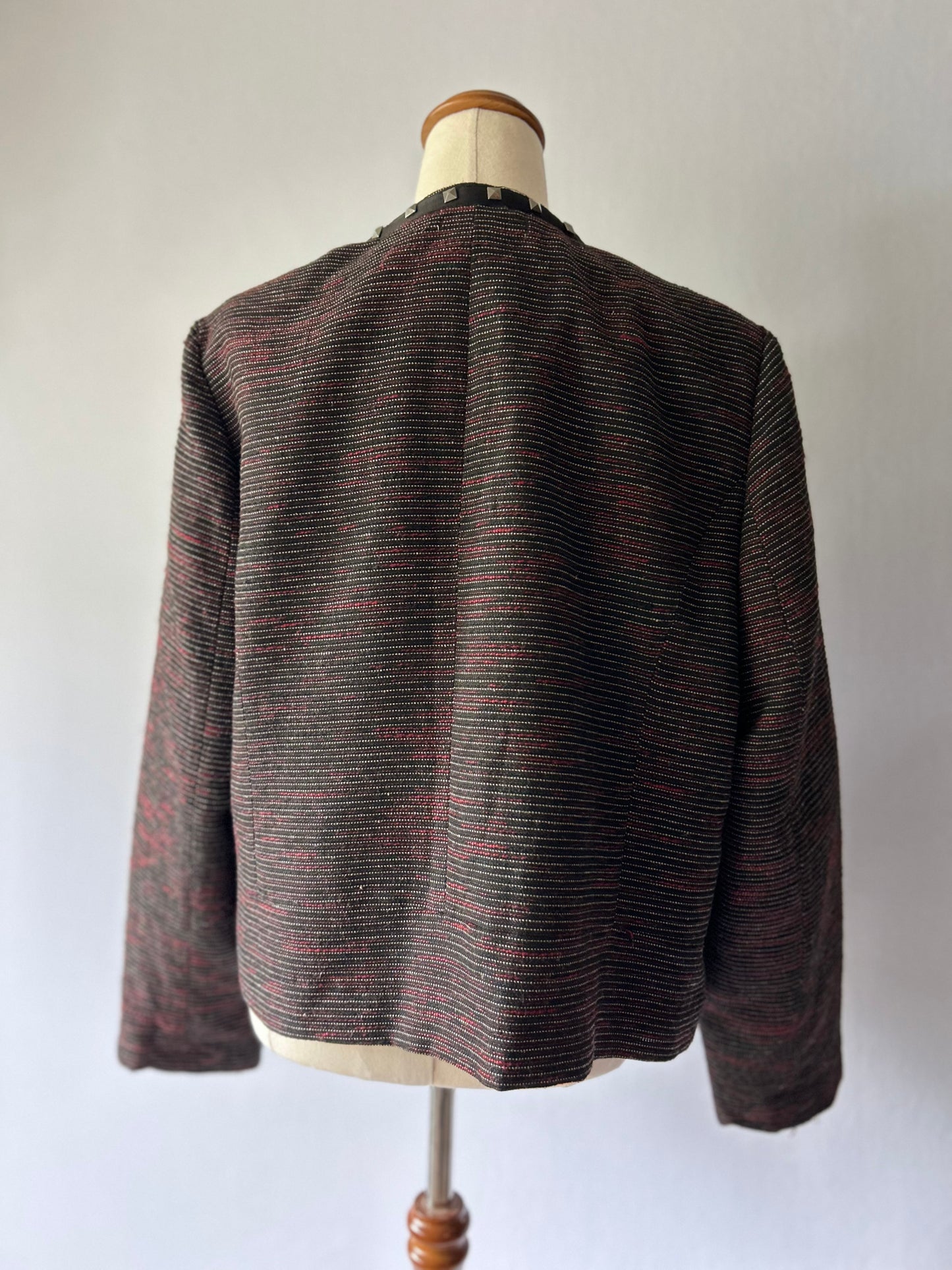 Studded Bouclé Collarless Jacket – Size 16