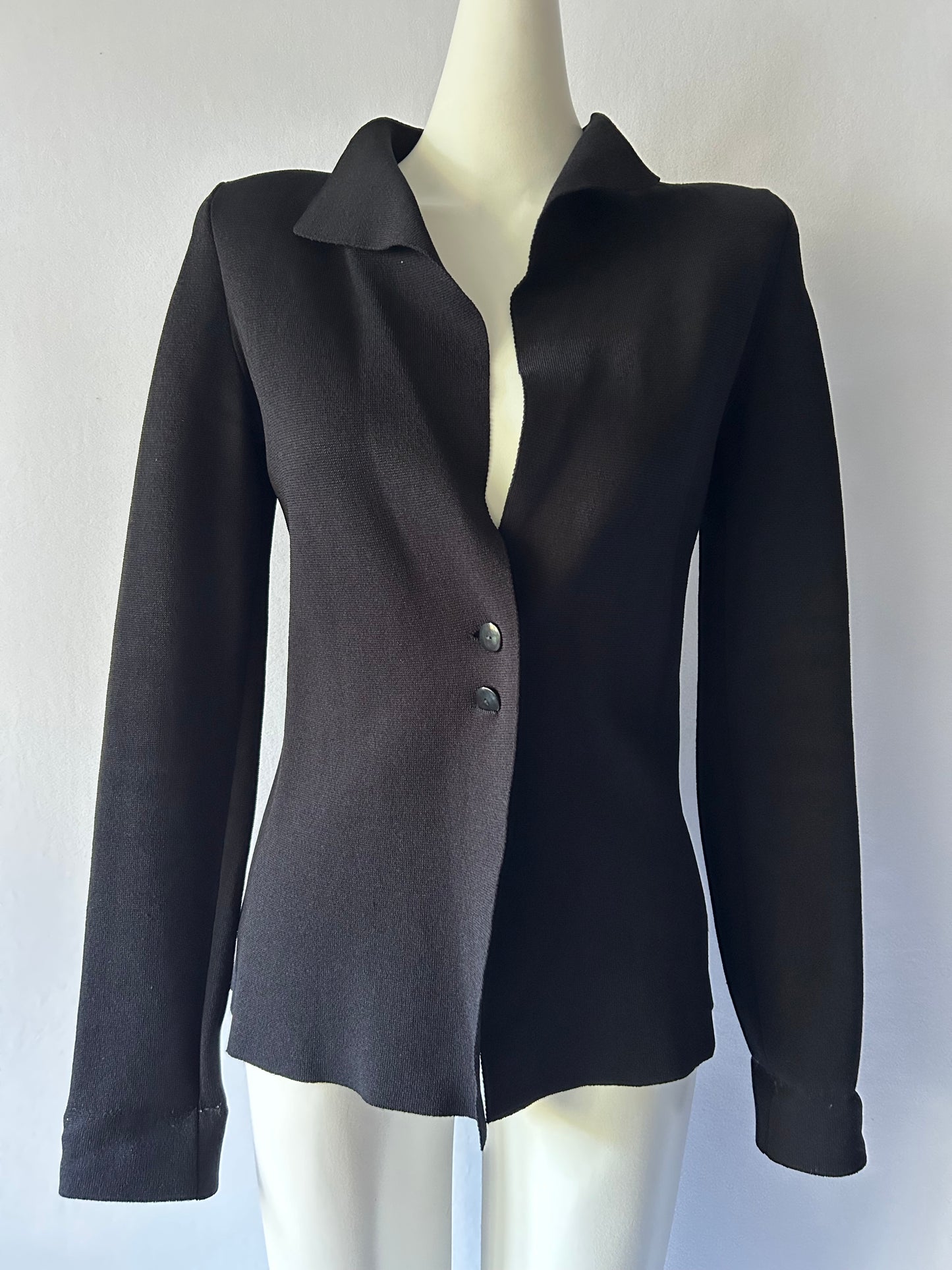 Scanlan Theodore Crepe Knit Padded Shoulder Cardigan - Size M