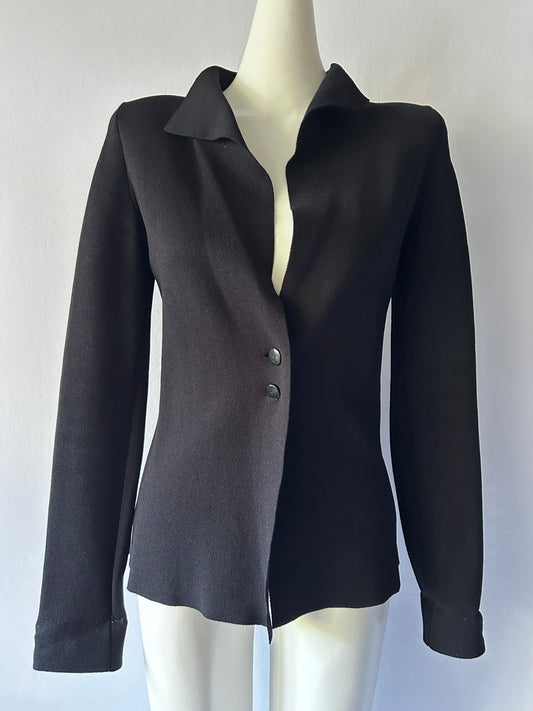 Scanlan Theodore Crepe Knit Padded Shoulder Cardigan - Size M