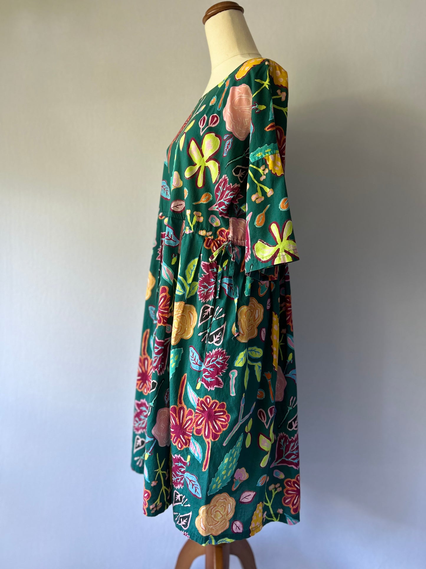 Gorman Organic Cotton Botanical Print Midi Dress - Green - Size Small