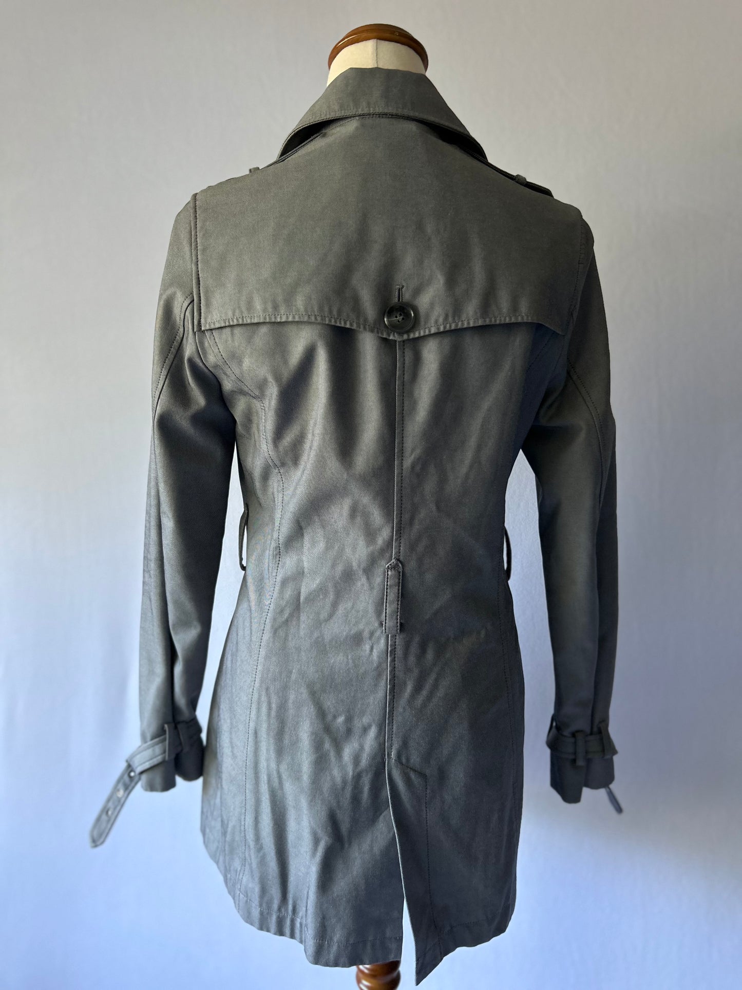 David Lawrence Grey Short Trench Jacket | Size 8 | Cotton Blend