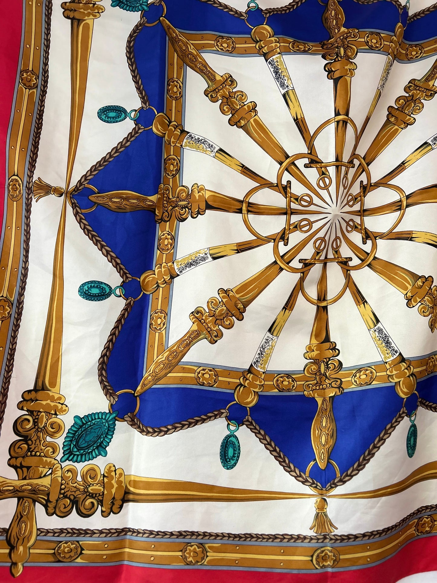 Vintage-Inspired Silk Scarf – Bold Baroque Print