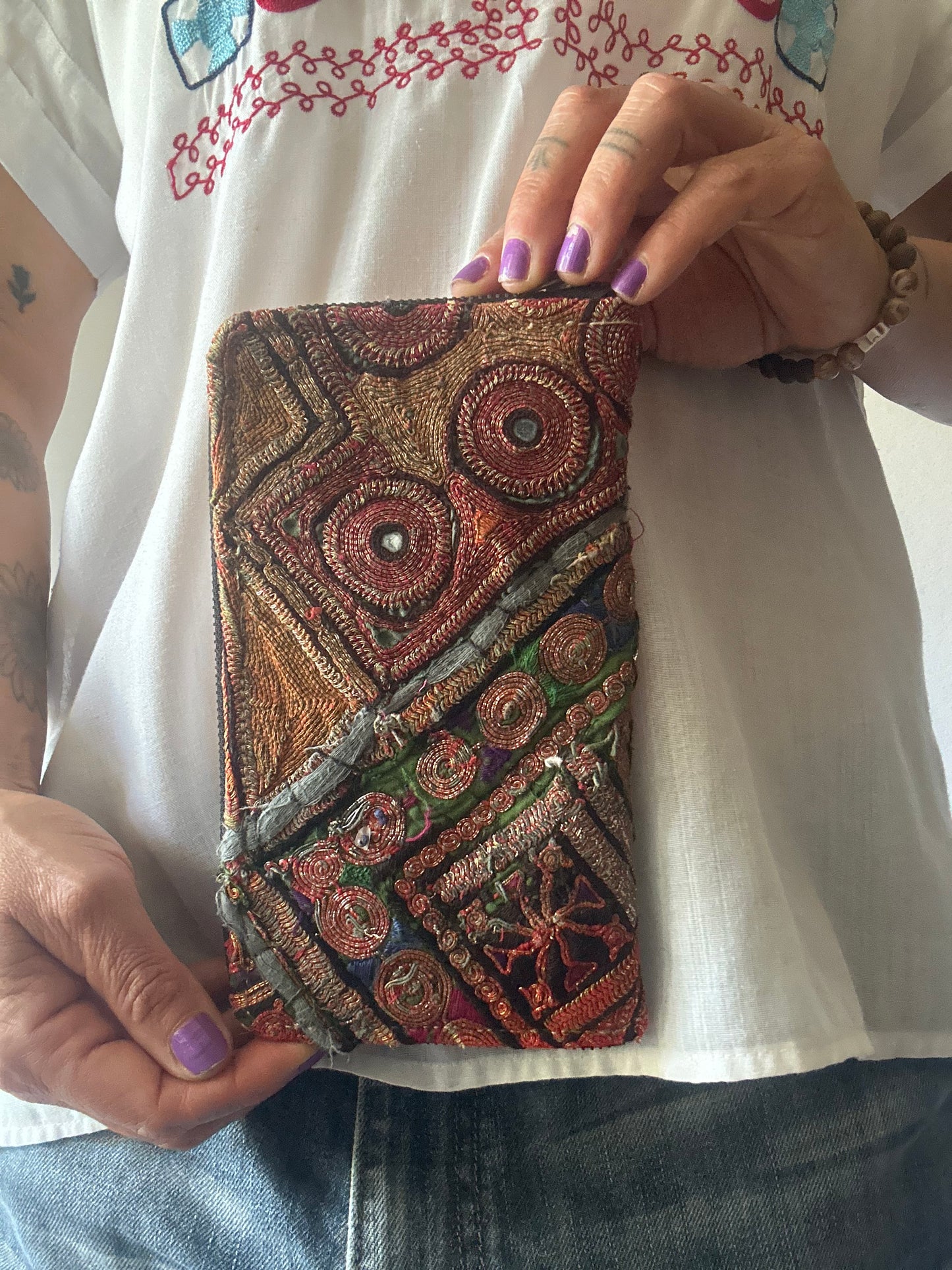 Handcrafted Embroidered Clutch – Unique Boho Statement Piece
