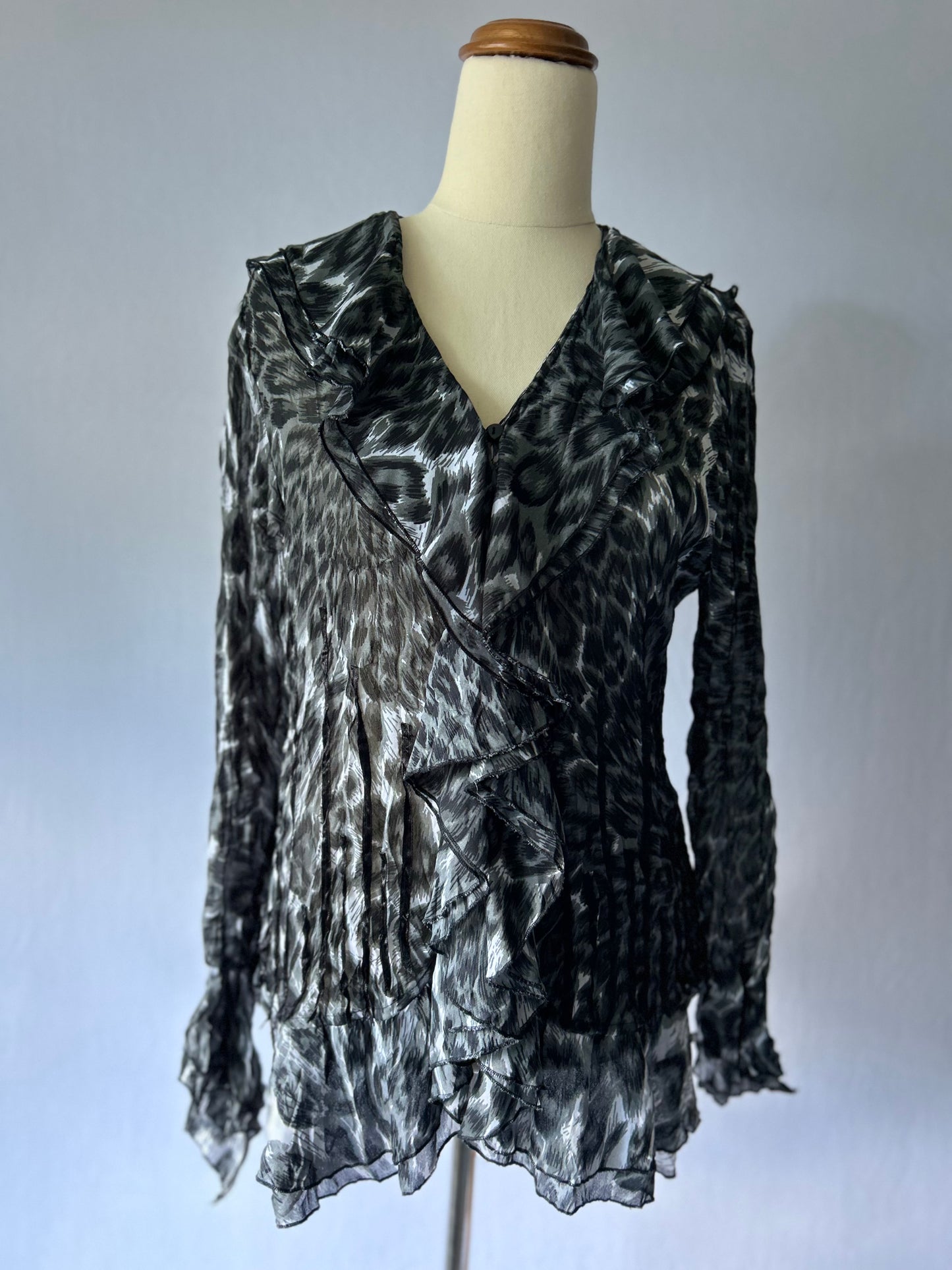 Animal Print Ruffle Blouse – Size 36