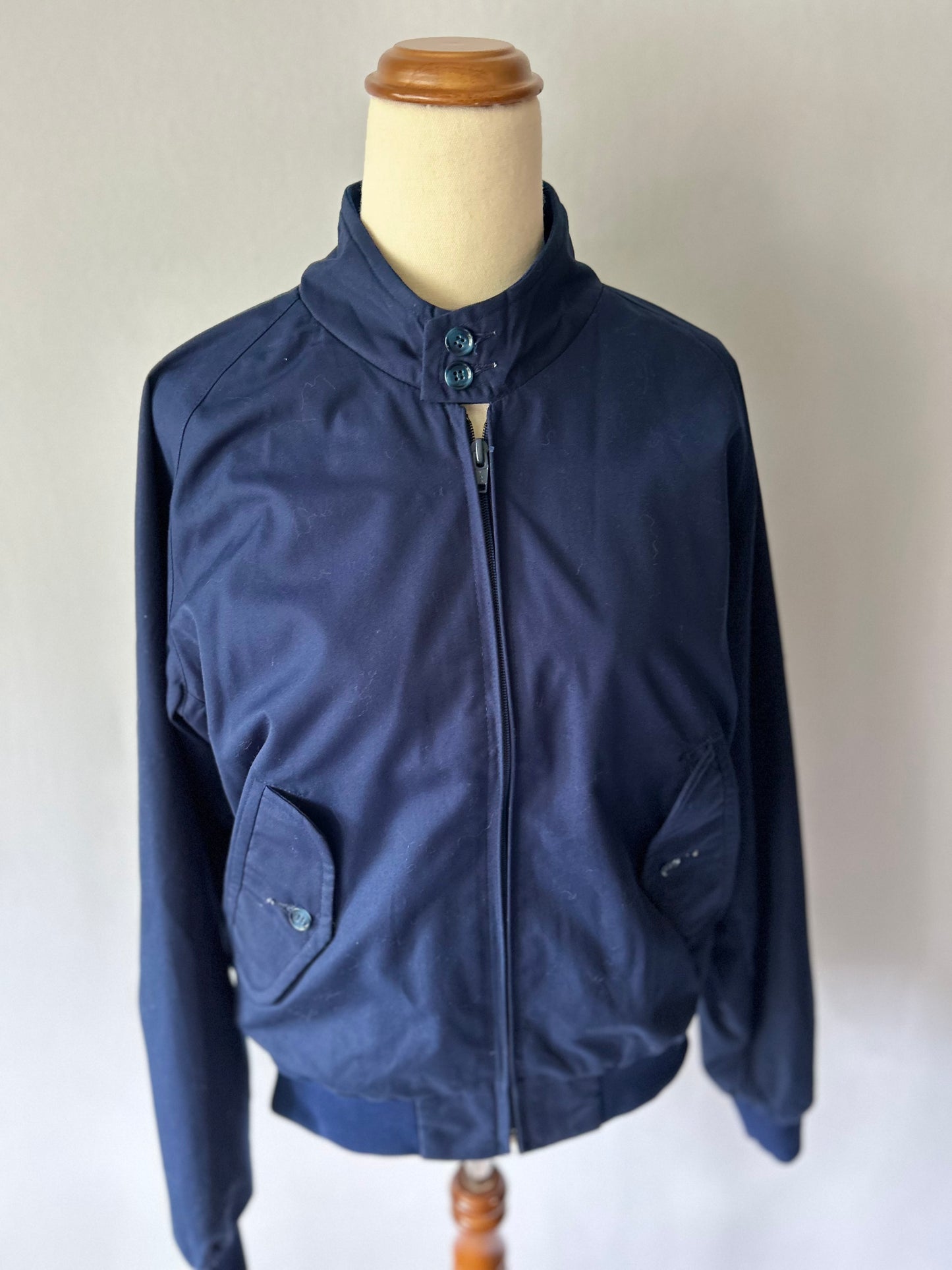 Classic Navy Harrington-Style Bomber Jacket – Size M