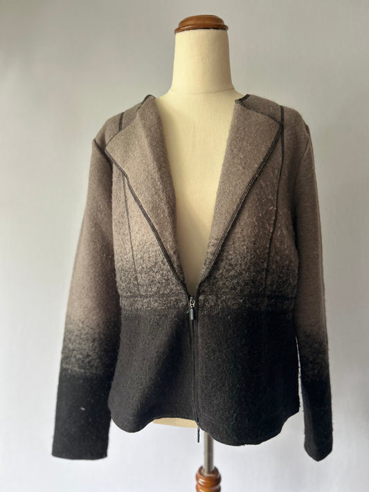 Monochrome Ombre Boiled Wool Blend Jacket – US 8
