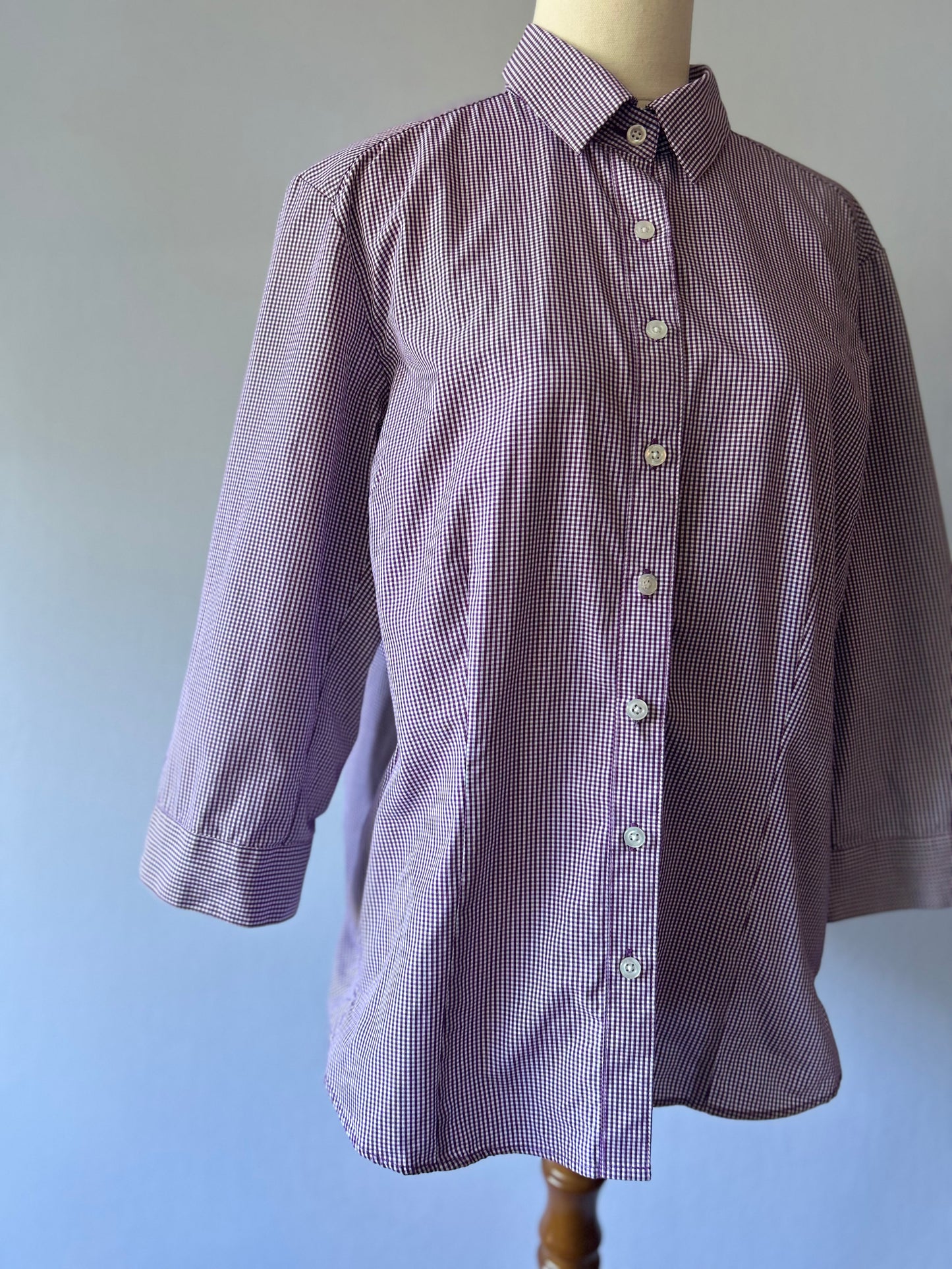Purple Micro-Check Button-Down Shirt - Size 14