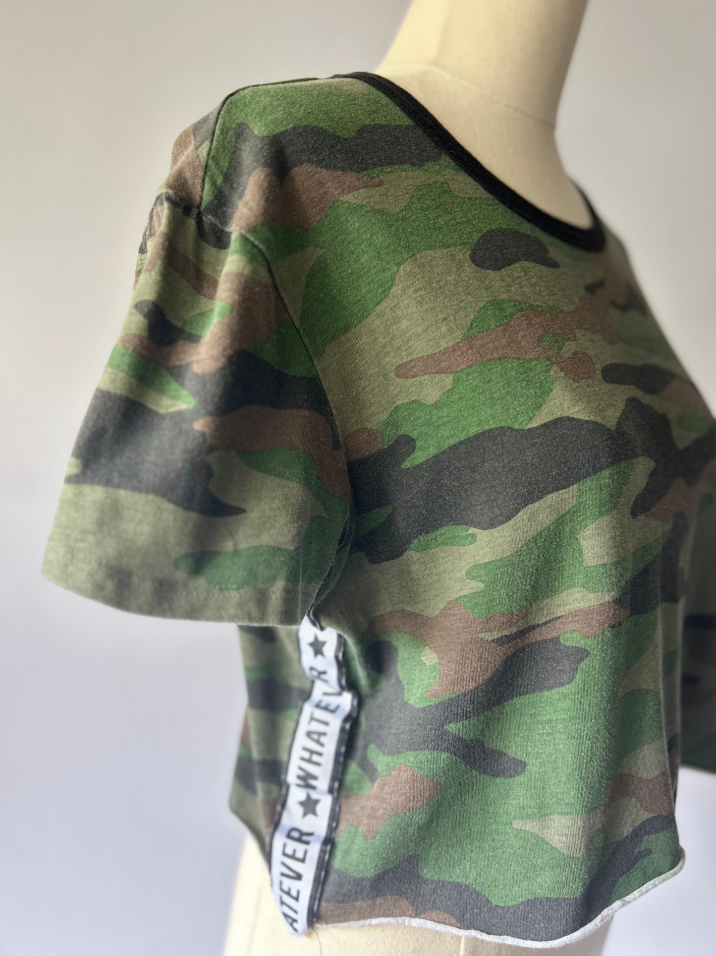 Cropped Camouflage Cotton Top – Size M