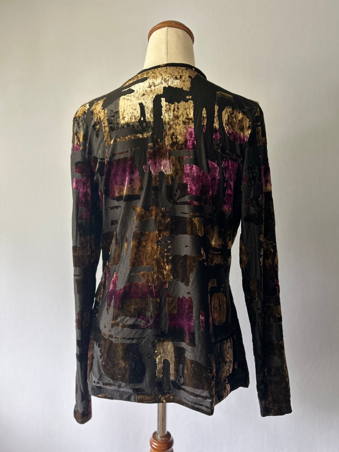 Frederick New Zealand Burnout Velvet Ruched Top – Size 12