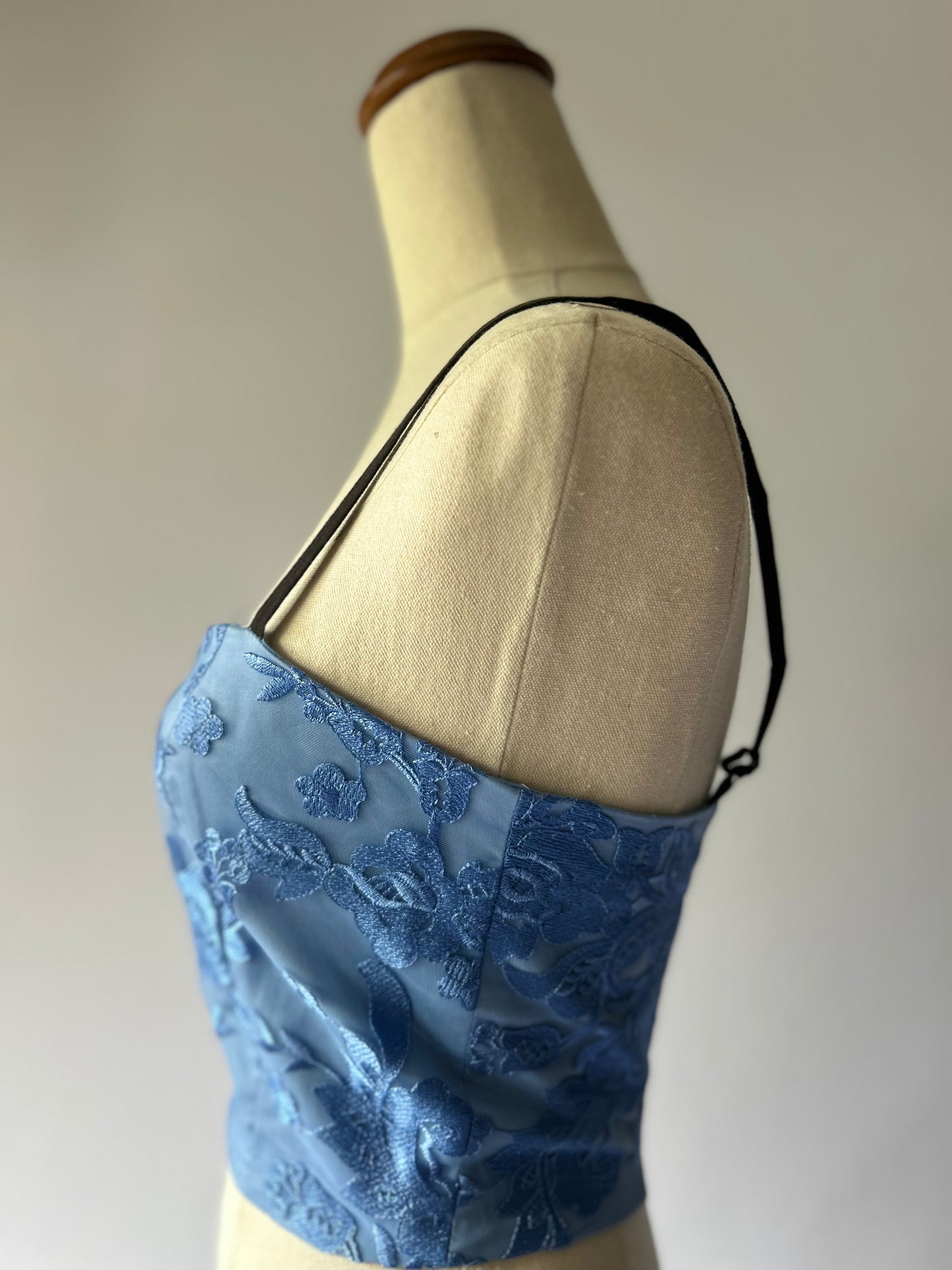 Lace Embroidered Blue Top Size 6