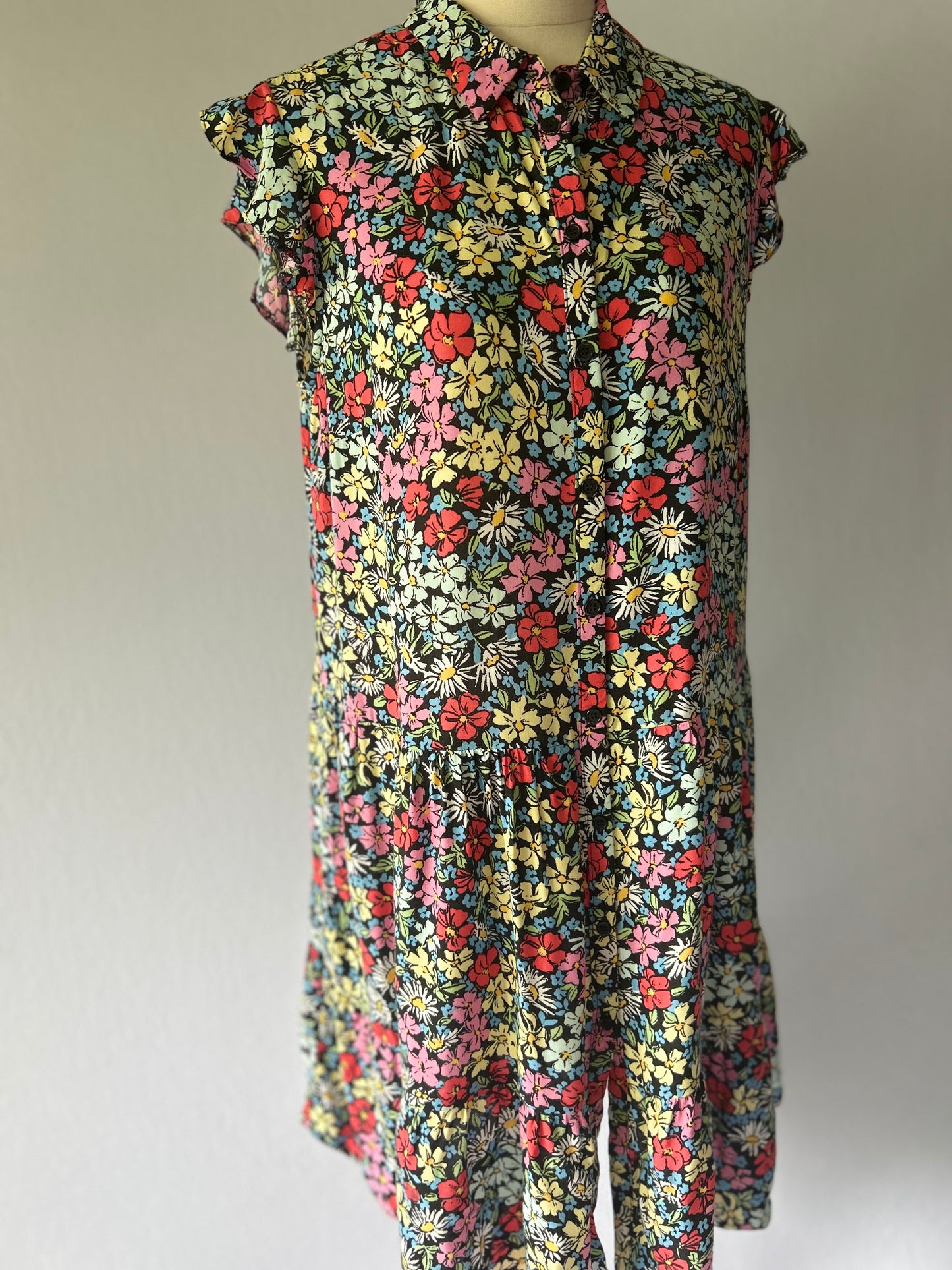 Papaya Floral Tiered Mini Dress - 100% Viscose - Size 10