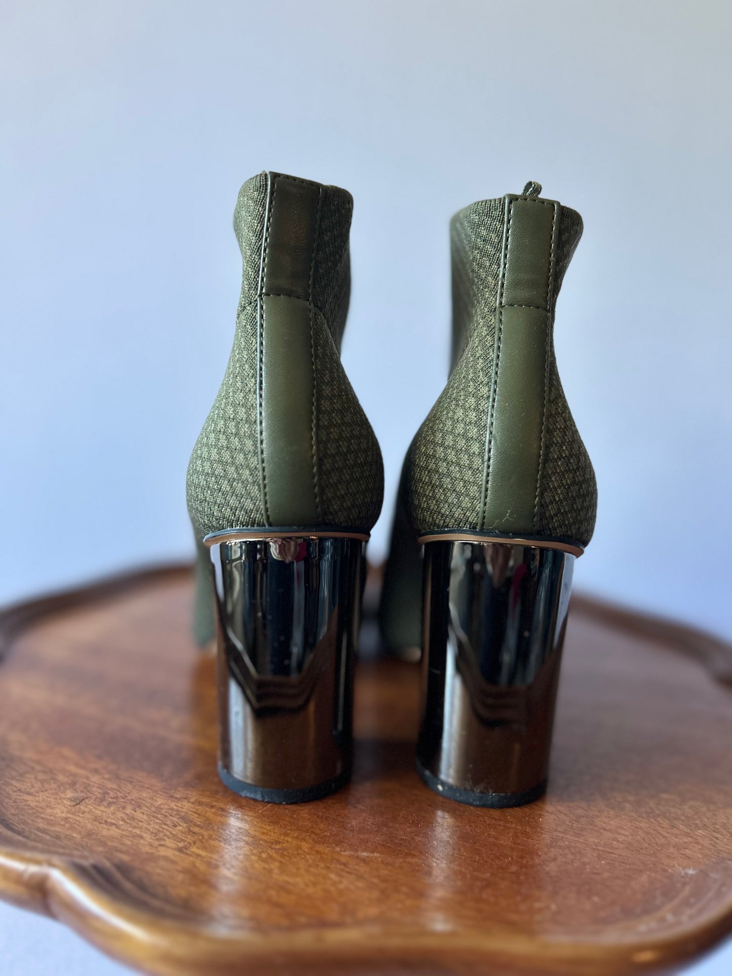 Zara Olive Green Knit Sock Boots - Size 37